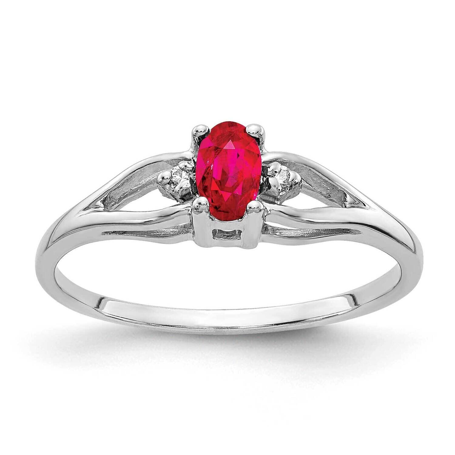 5x3mm Oval Ruby AAA Diamond Ring 14k White Gold Y2080R/AAA