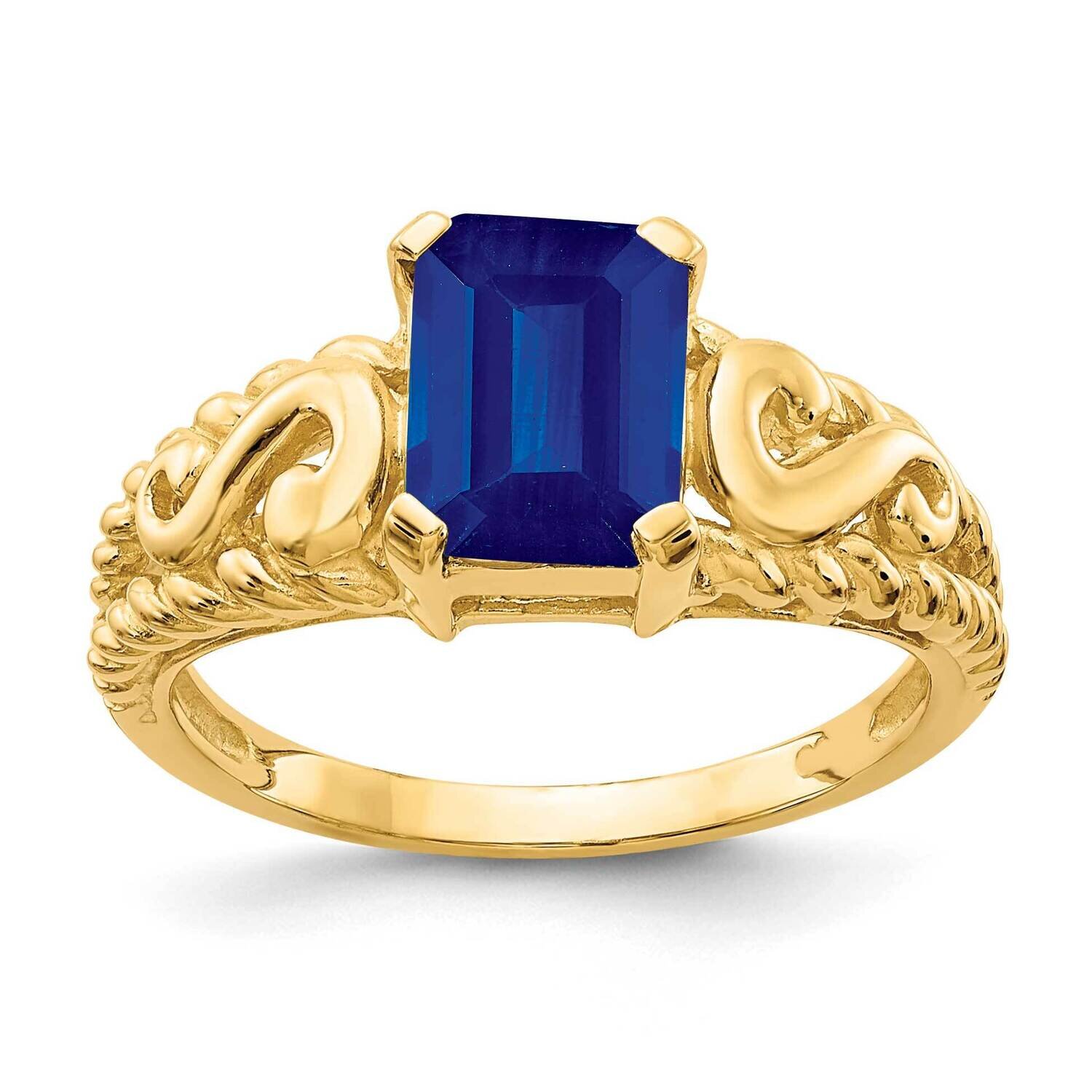 8x6mm Emerald Cut Sapphire Ring 14k Gold Y4677S