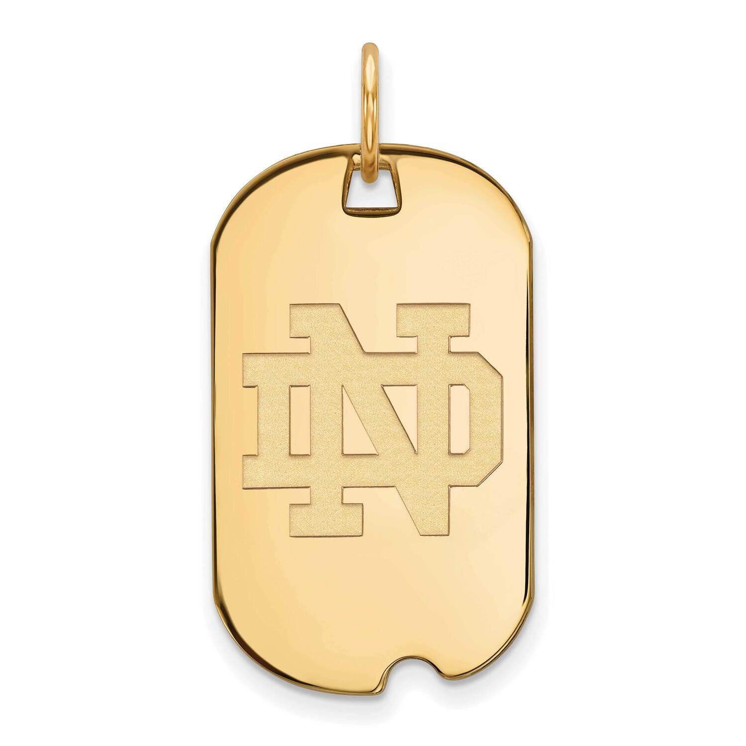 University of Notre Dame Small Dog Tag Pendant 14k Yellow Gold 4Y026UND