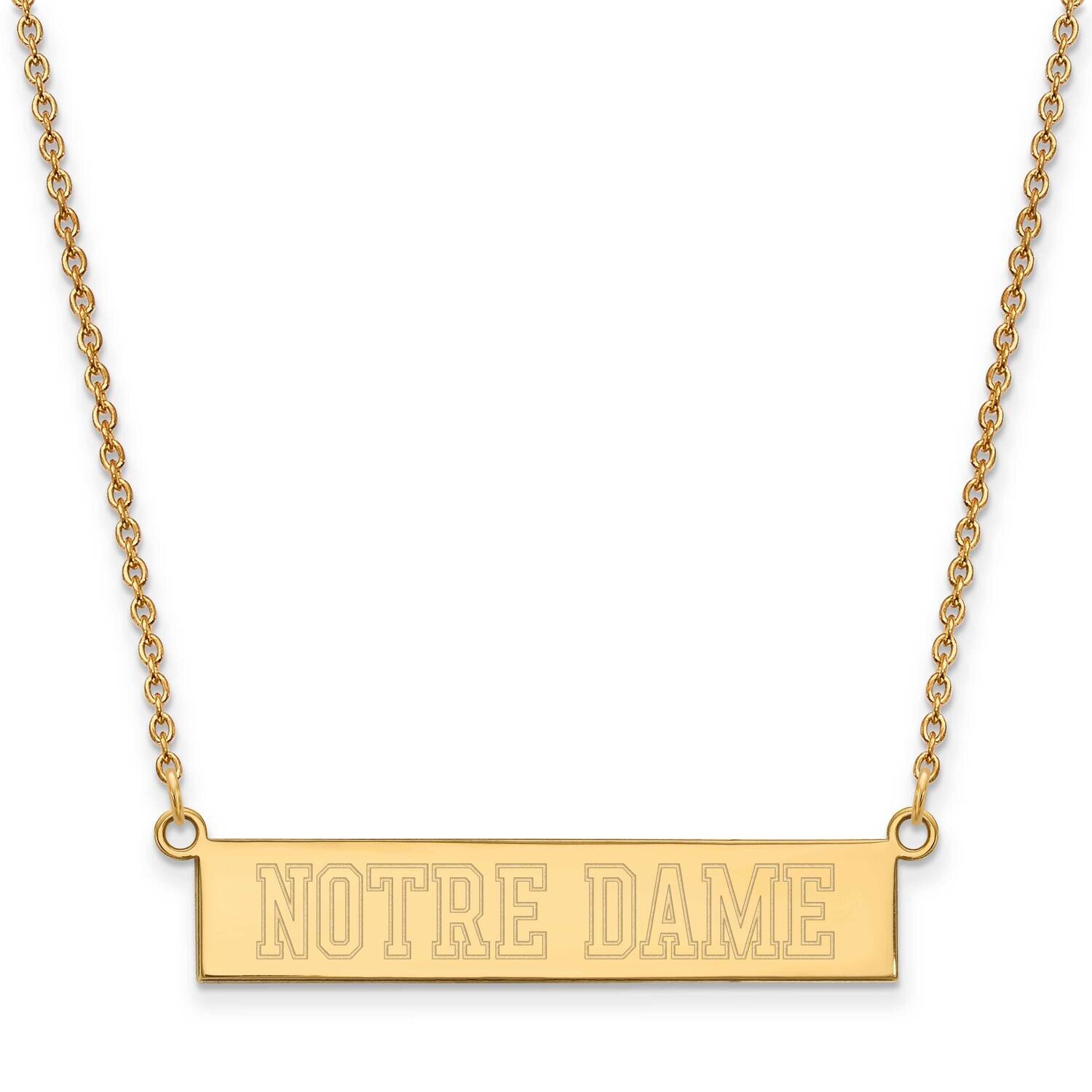 University of Notre Dame Small Bar Necklace 14k Yellow Gold 4Y071UND-18
