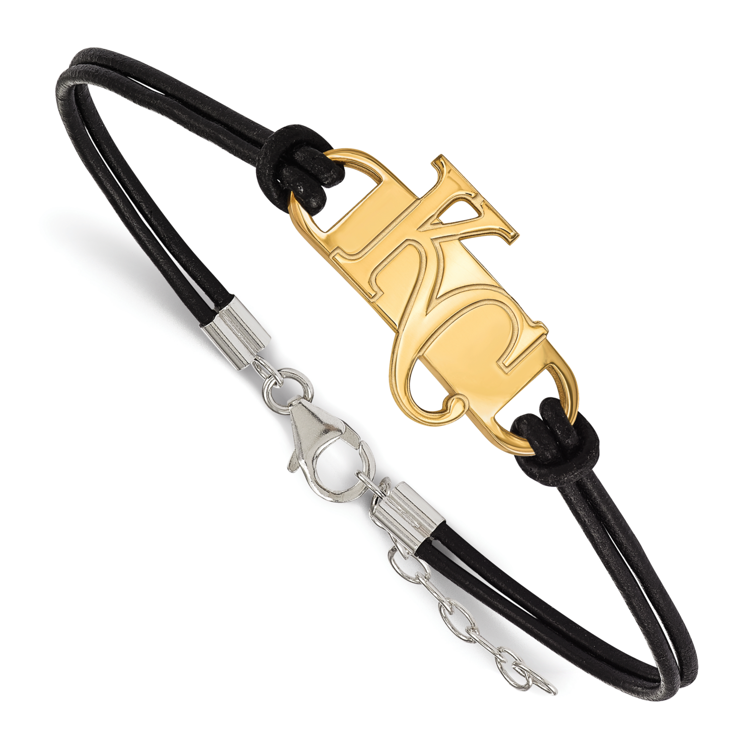 MLB Kansas City Royals Small Center Leather Bracelet Gold-Plated on Sterling Silver GP020ROY-7, MPN…