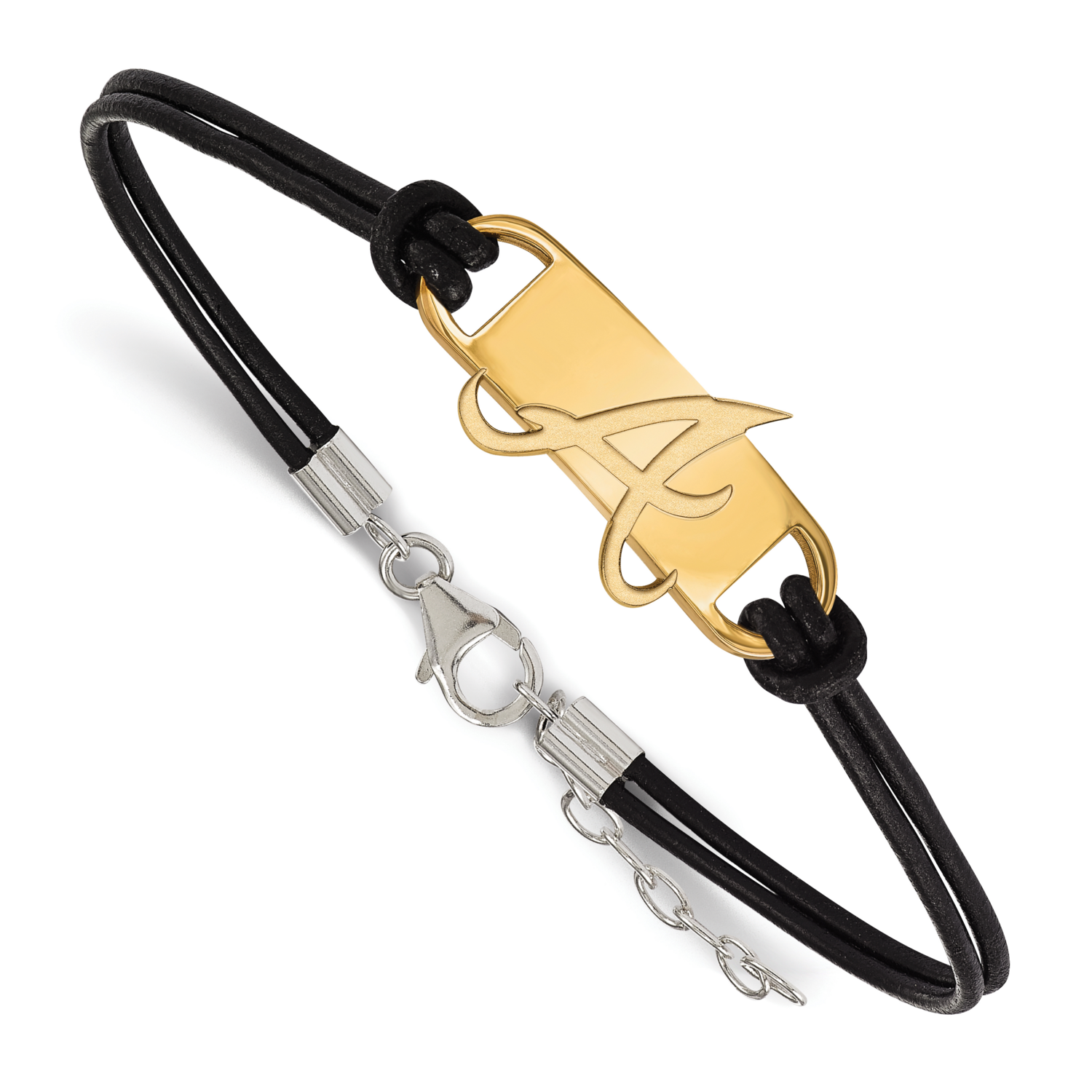 MLB Atlanta Braves Small Center Leather Bracelet Gold-Plated on Sterling Silver GP025BRA-7, MPN: GP…