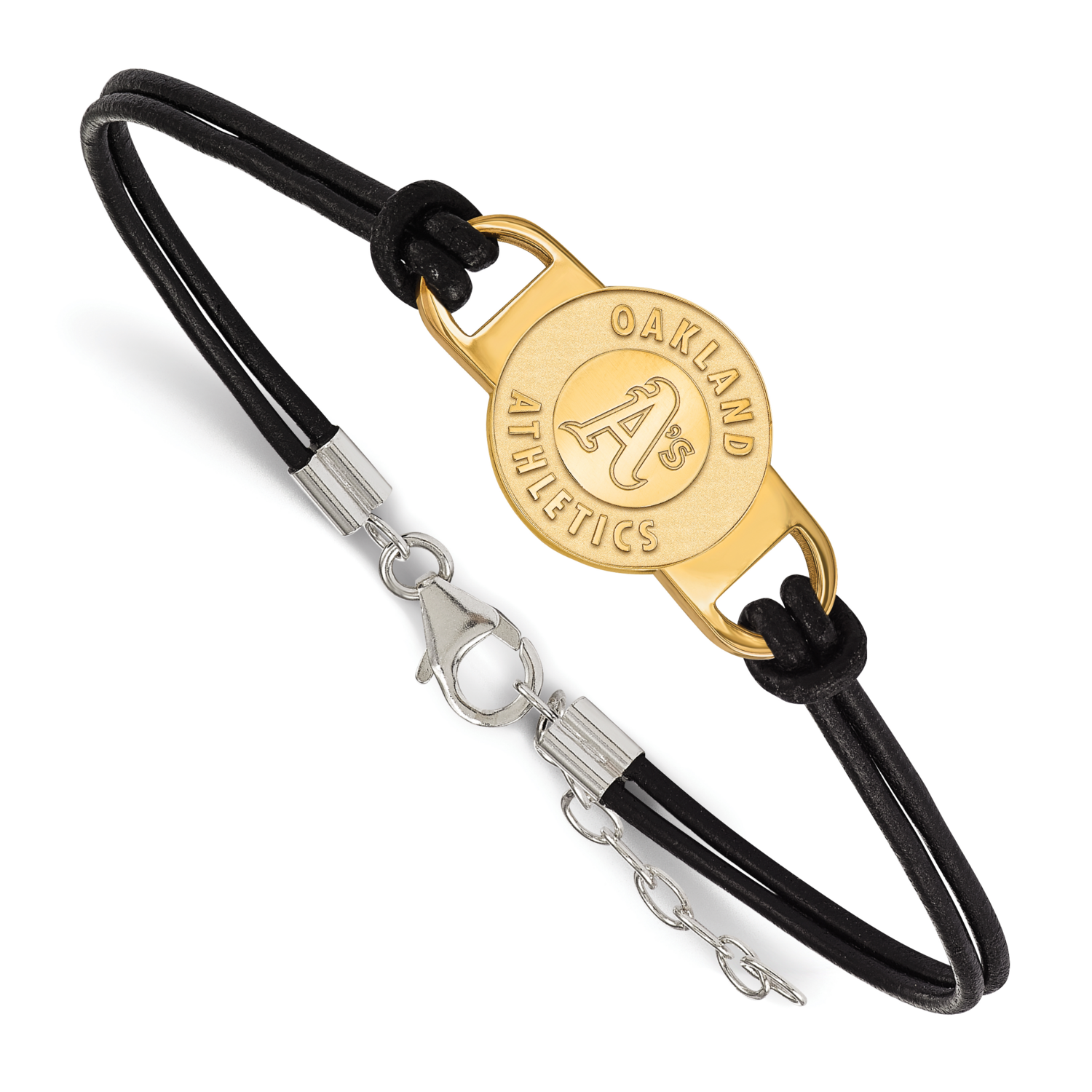MLB Oakland Athletics Small Center Leather Bracelet Gold-Plated on Sterling Silver GP027ATH-7, MPN:…