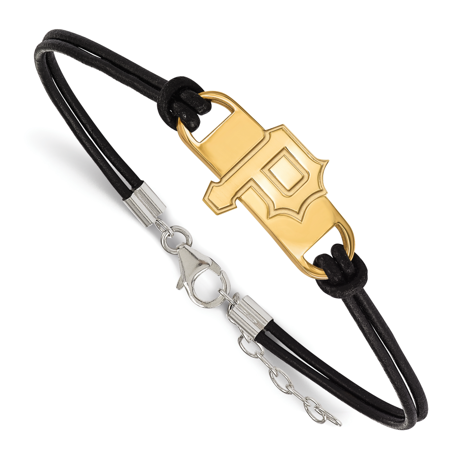 MLB Pittsburgh Pirates Small Center Leather Bracelet Gold-Plated on Sterling Silver GP027PIR-7, MPN…