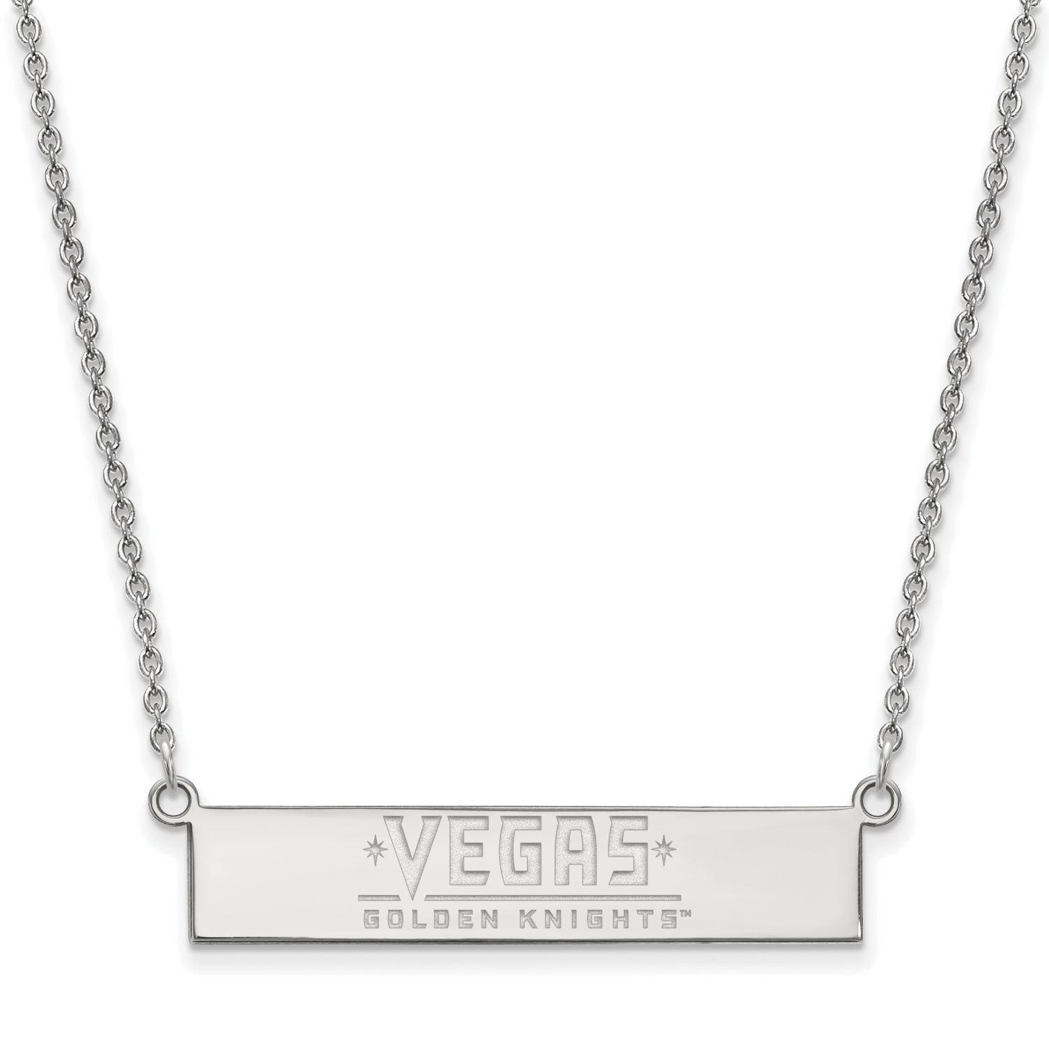 Vegas Golden Knights Small Bar Necklace Sterling Silver Rhodium-plated SS018VGK-18, MPN: SS018VGK-1…