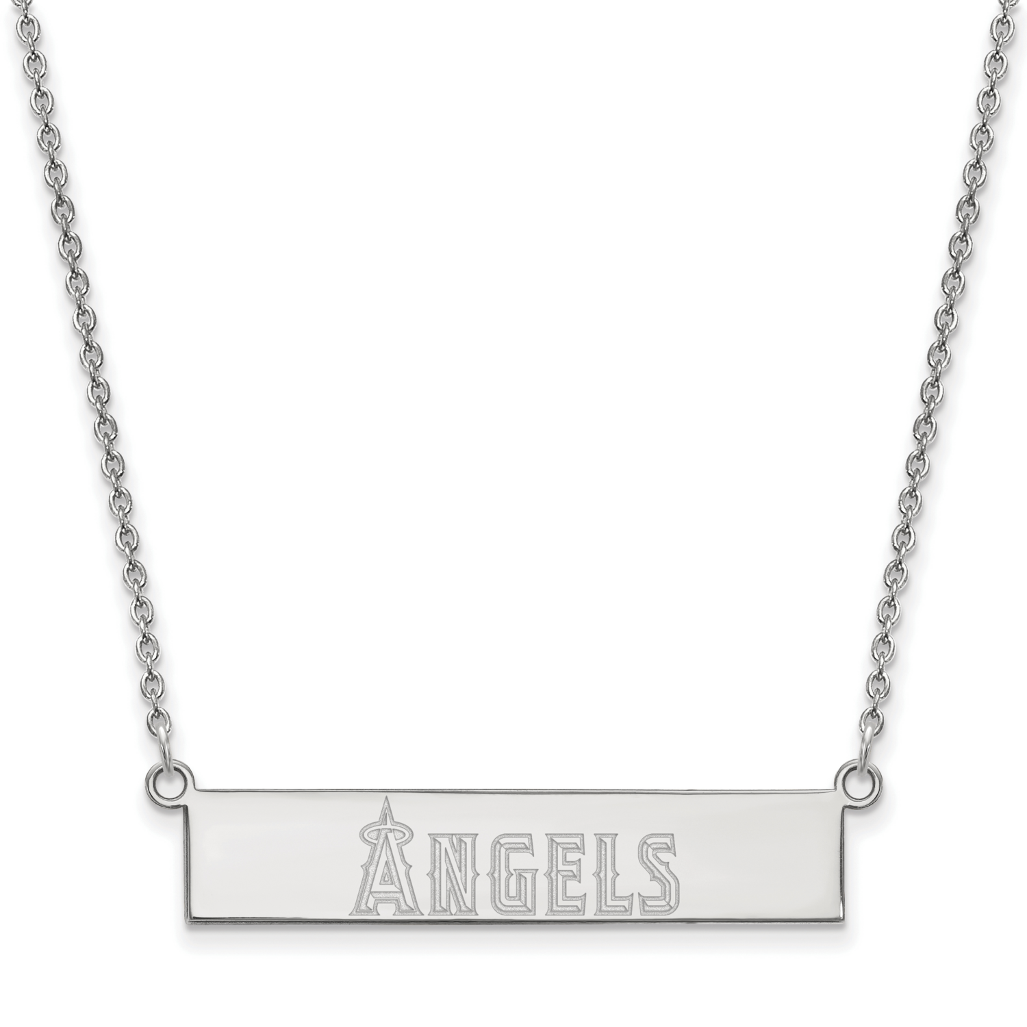 MLB Los Angeles Angels Small Bar Necklace Sterling Silver Rhodium-plated SS021ANG-18