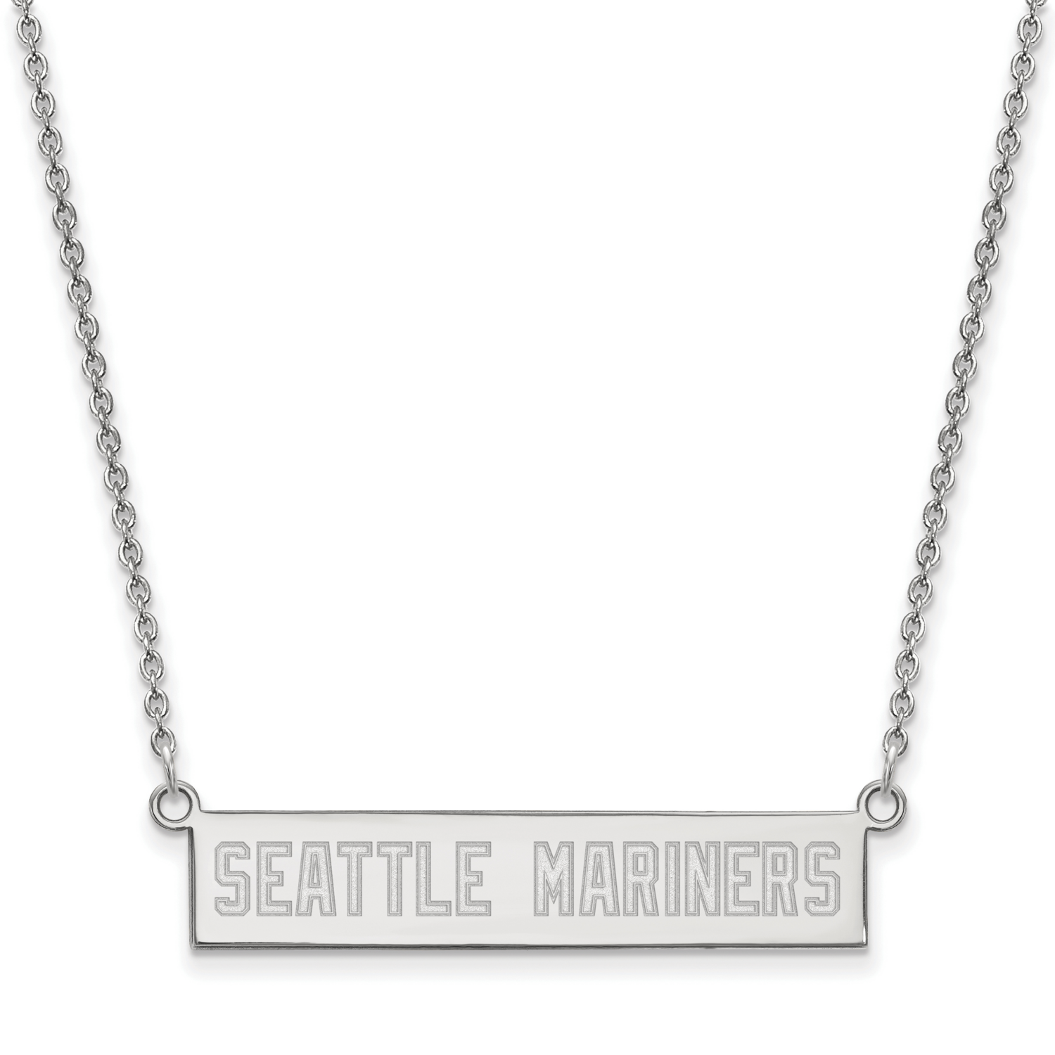 MLB Seattle Mariners Small Bar Necklace Sterling Silver Rhodium-plated SS021MRN-18, MPN: SS021MRN-1…