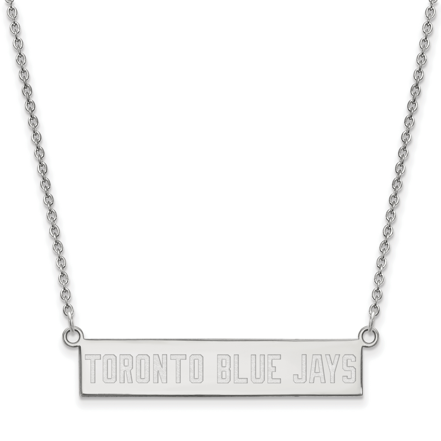 MLB Toronto Blue Jays Small Bar Necklace Sterling Silver Rhodium-plated SS022BLU-18, MPN: SS022BLU-…
