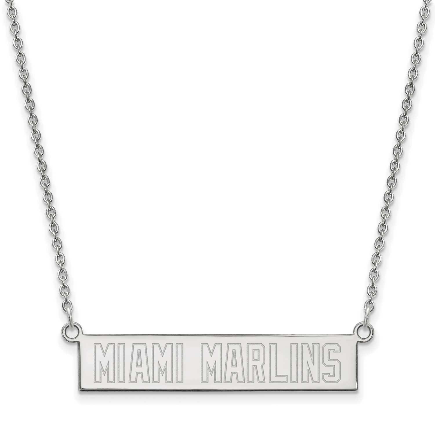 MLB Miami Marlins Small Bar Necklace Sterling Silver Rhodium-plated SS022MIN-18, MPN: SS022MIN-18, …