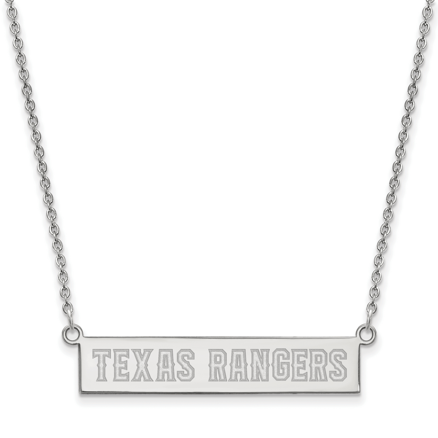 MLB Texas Rangers Small Bar Necklace Sterling Silver Rhodium-plated SS023RAN-18