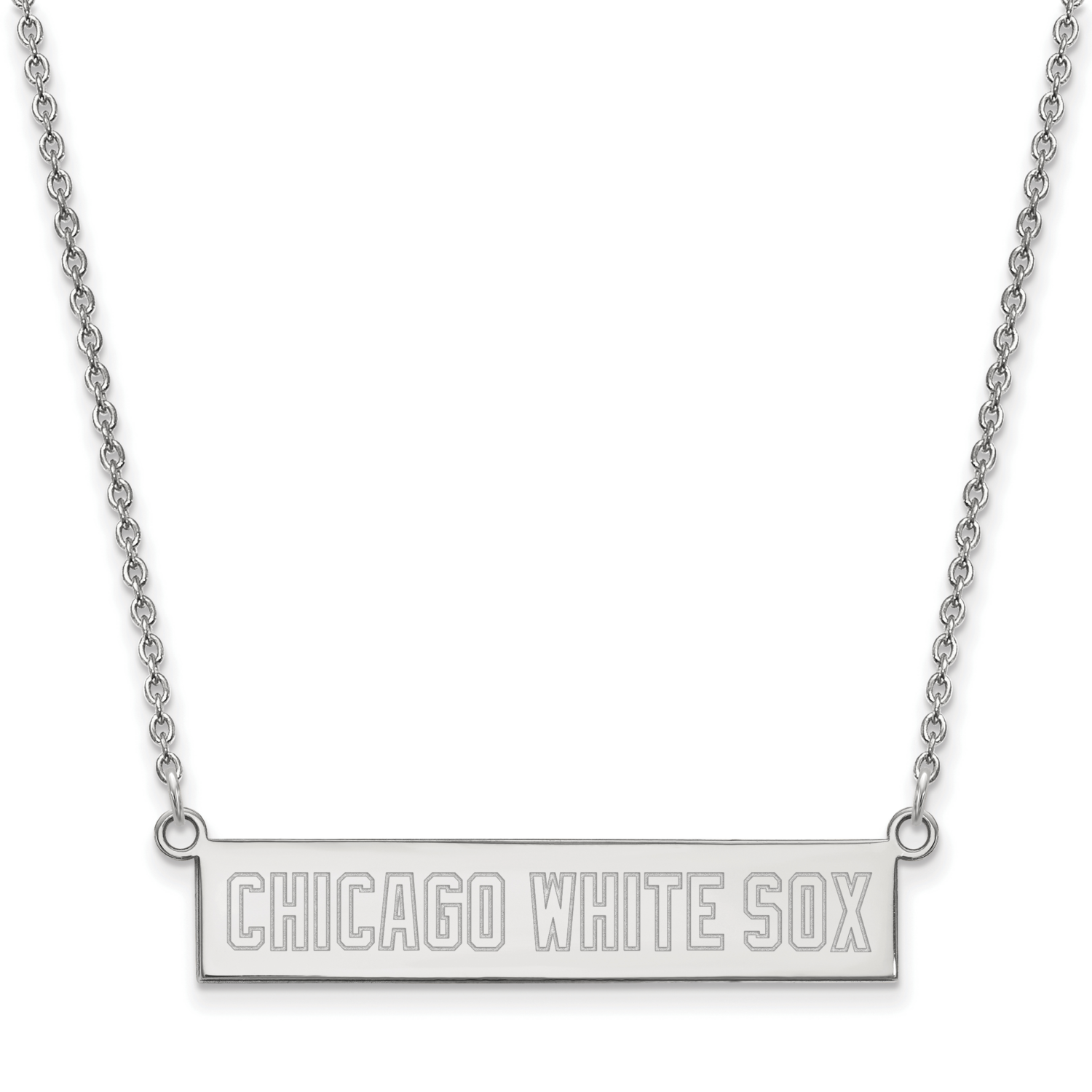 MLB Chicago White Sox Small Bar Necklace Sterling Silver Rhodium-plated SS023WHI-18