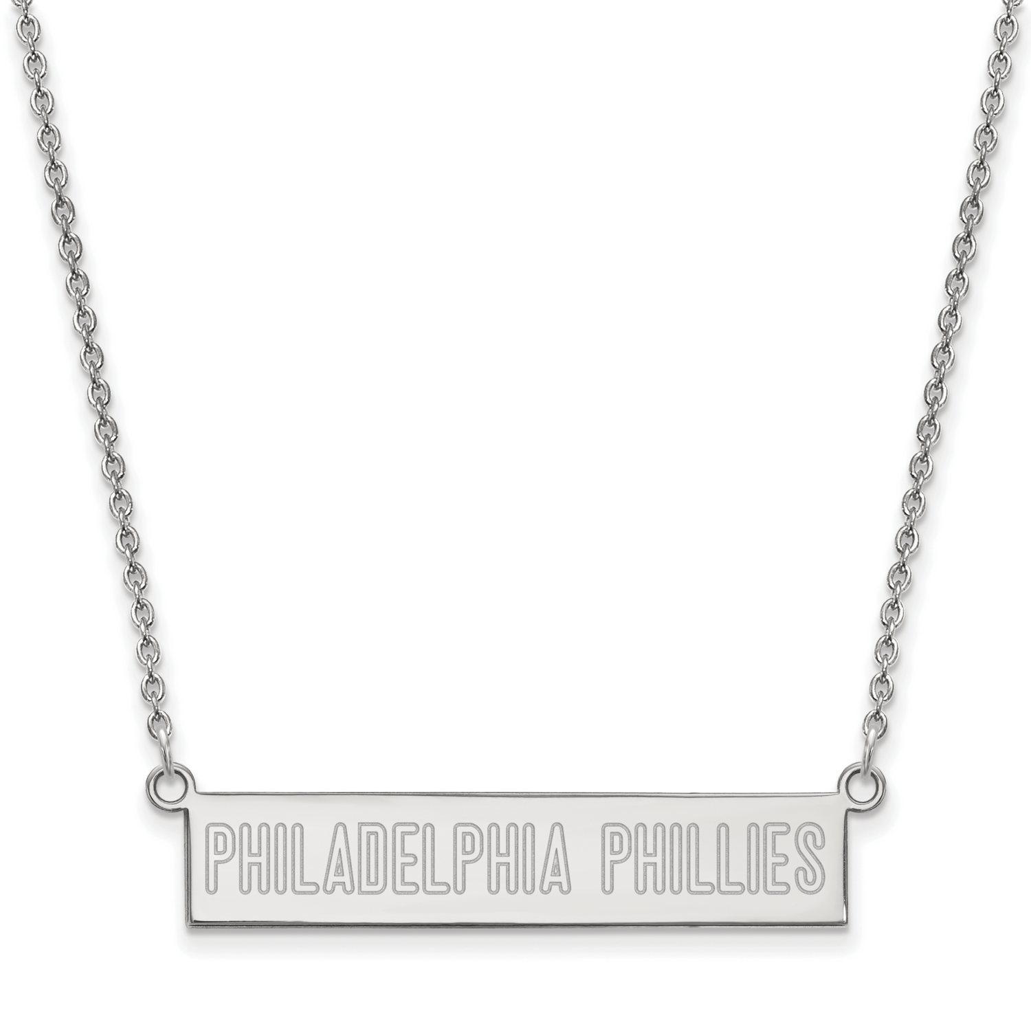 MLB Philadelphia Phillies Small Bar Necklace Sterling Silver Rhodium-plated SS025PHI-18