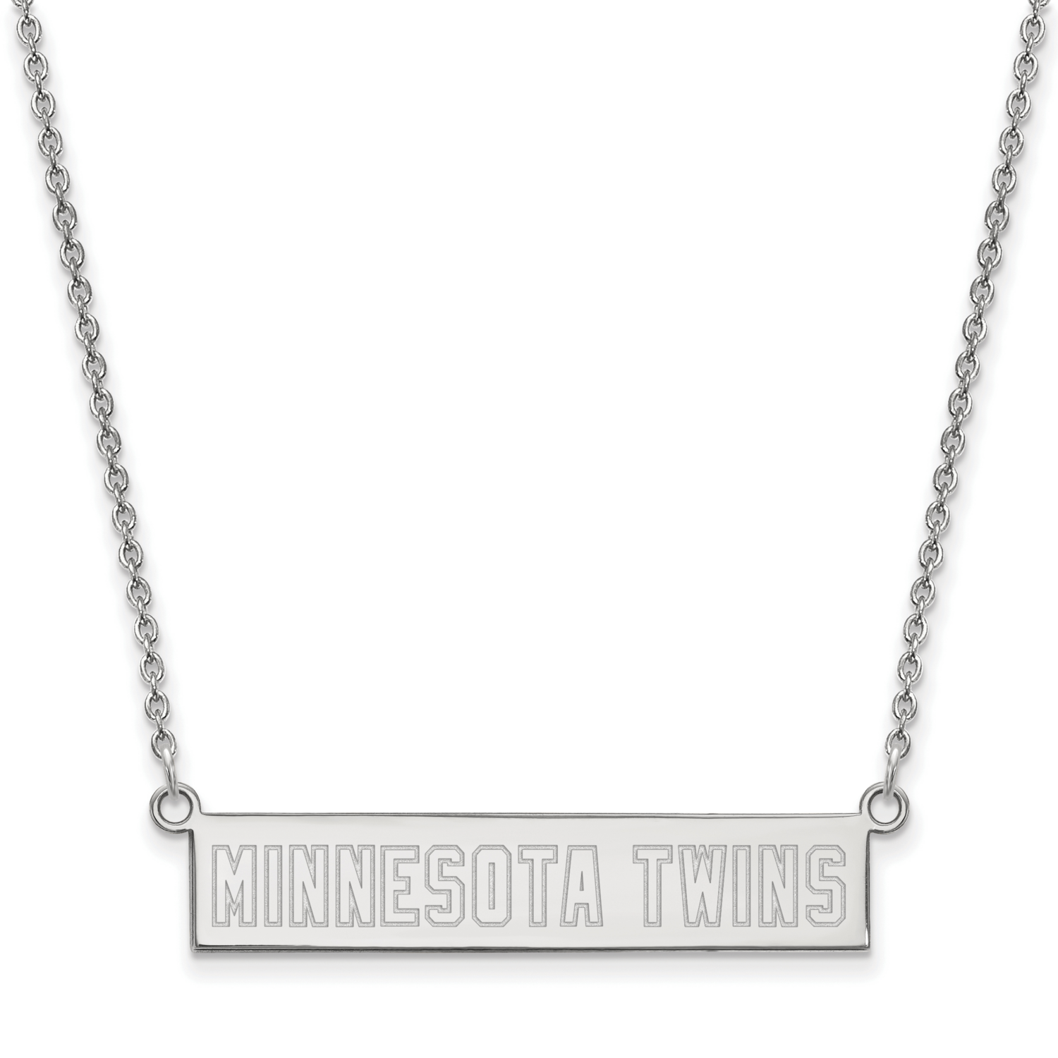 MLB Minnesota Twins Small Bar Necklace Sterling Silver Rhodium-plated SS026TWN-18, MPN: SS026TWN-18…