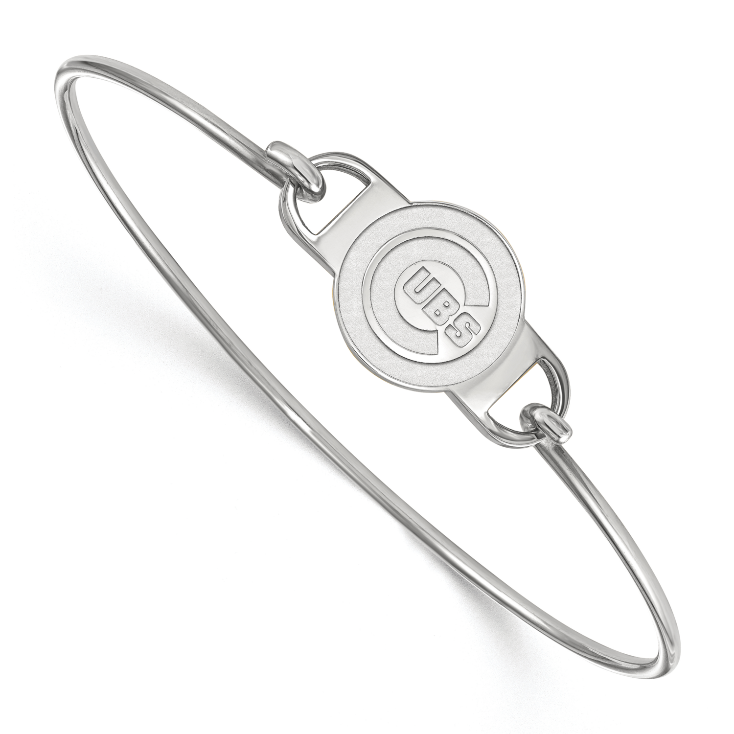 MLB Chicago Cubs Small Center Wire Bangle Sterling Silver Rhodium-plated SS029CUB-8