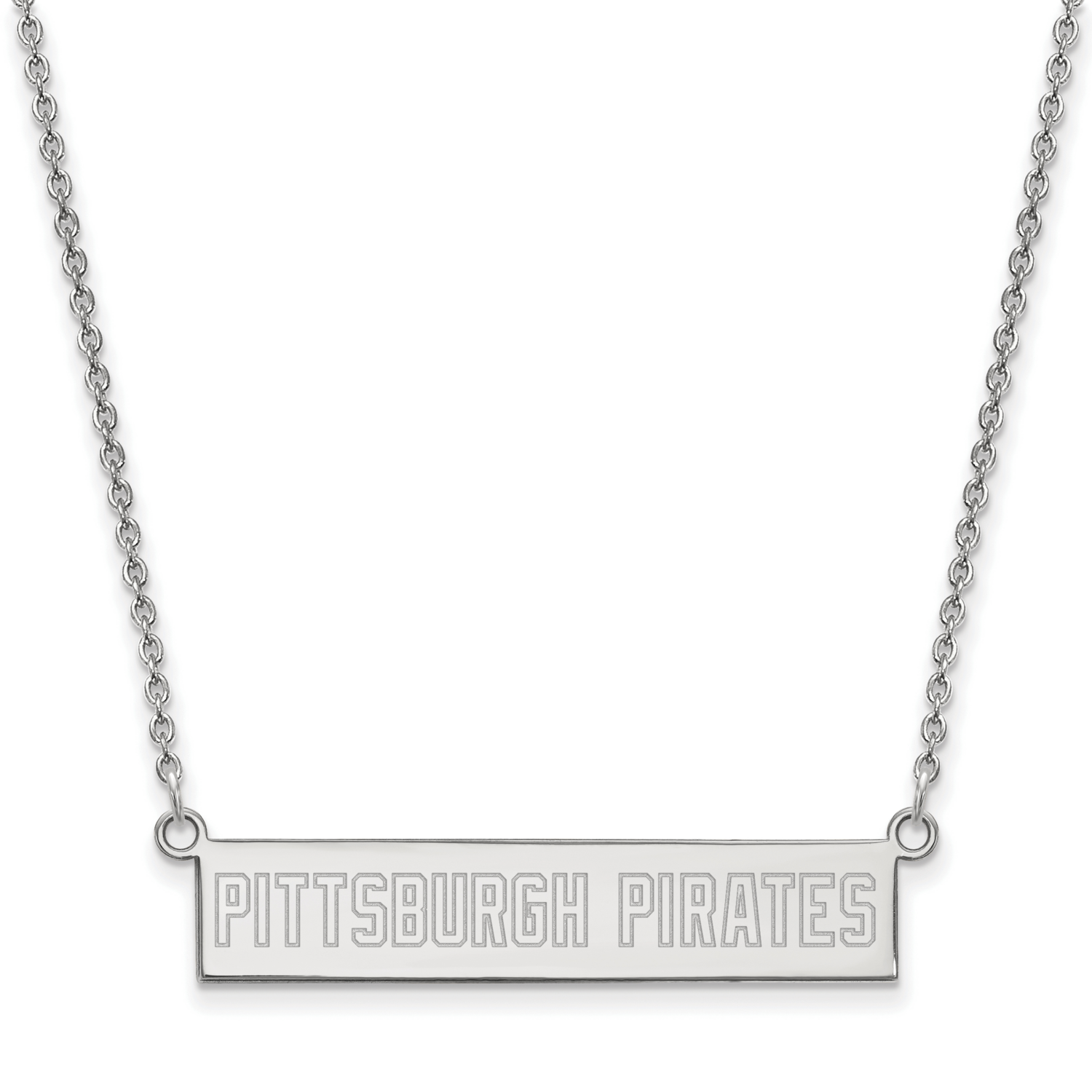 MLB Pittsburgh Pirates Small Bar Necklace Sterling Silver Rhodium-plated SS029PIR-18