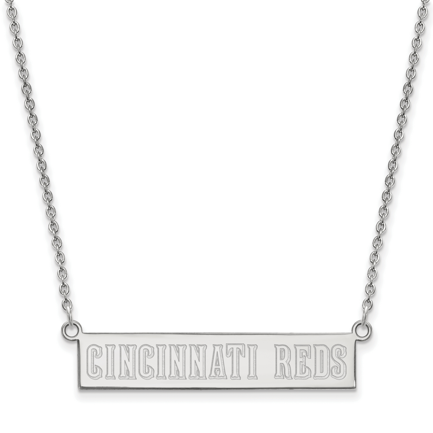 MLB Cincinnati Reds Small Bar Necklace Sterling Silver Rhodium-plated SS030RDS-18, MPN: SS030RDS-18…