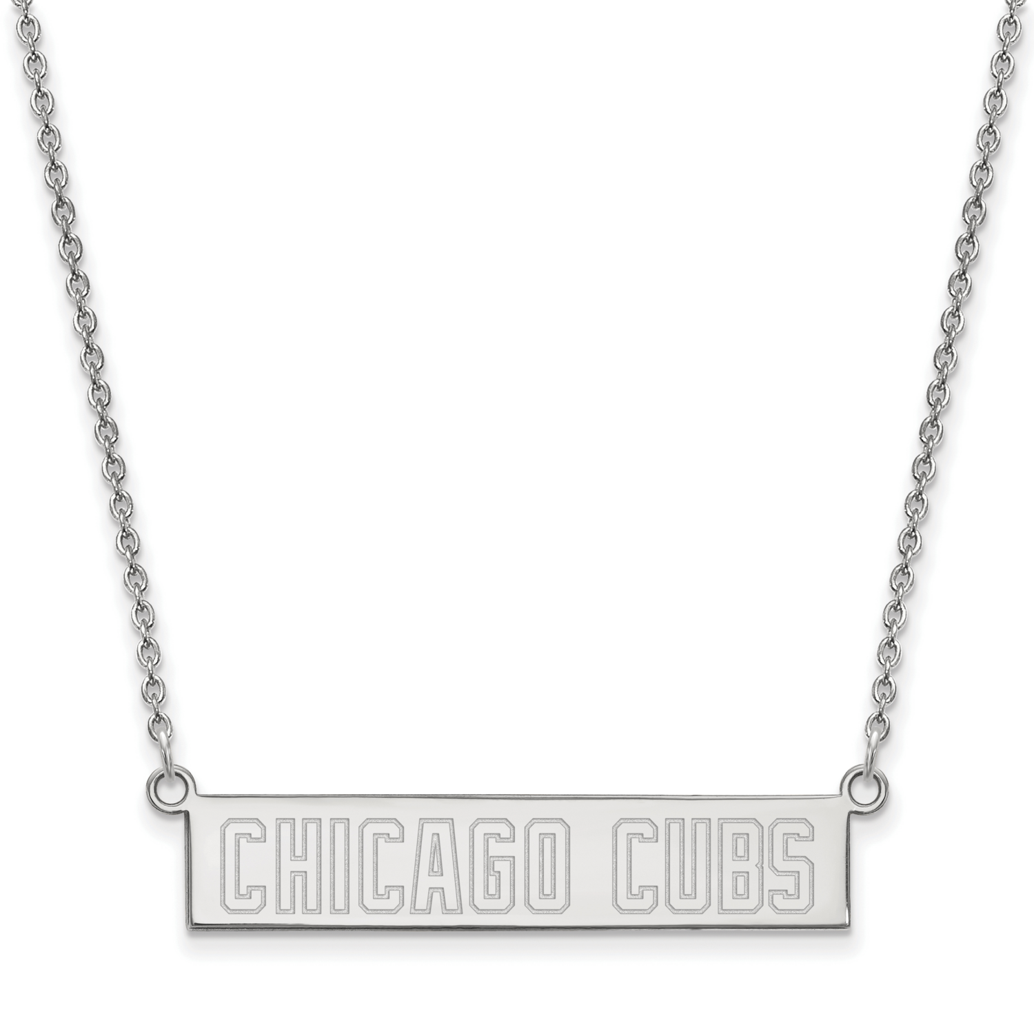 MLB Chicago Cubs Small Bar Necklace Sterling Silver Rhodium-plated SS031CUB-18, MPN: SS031CUB-18, 8…