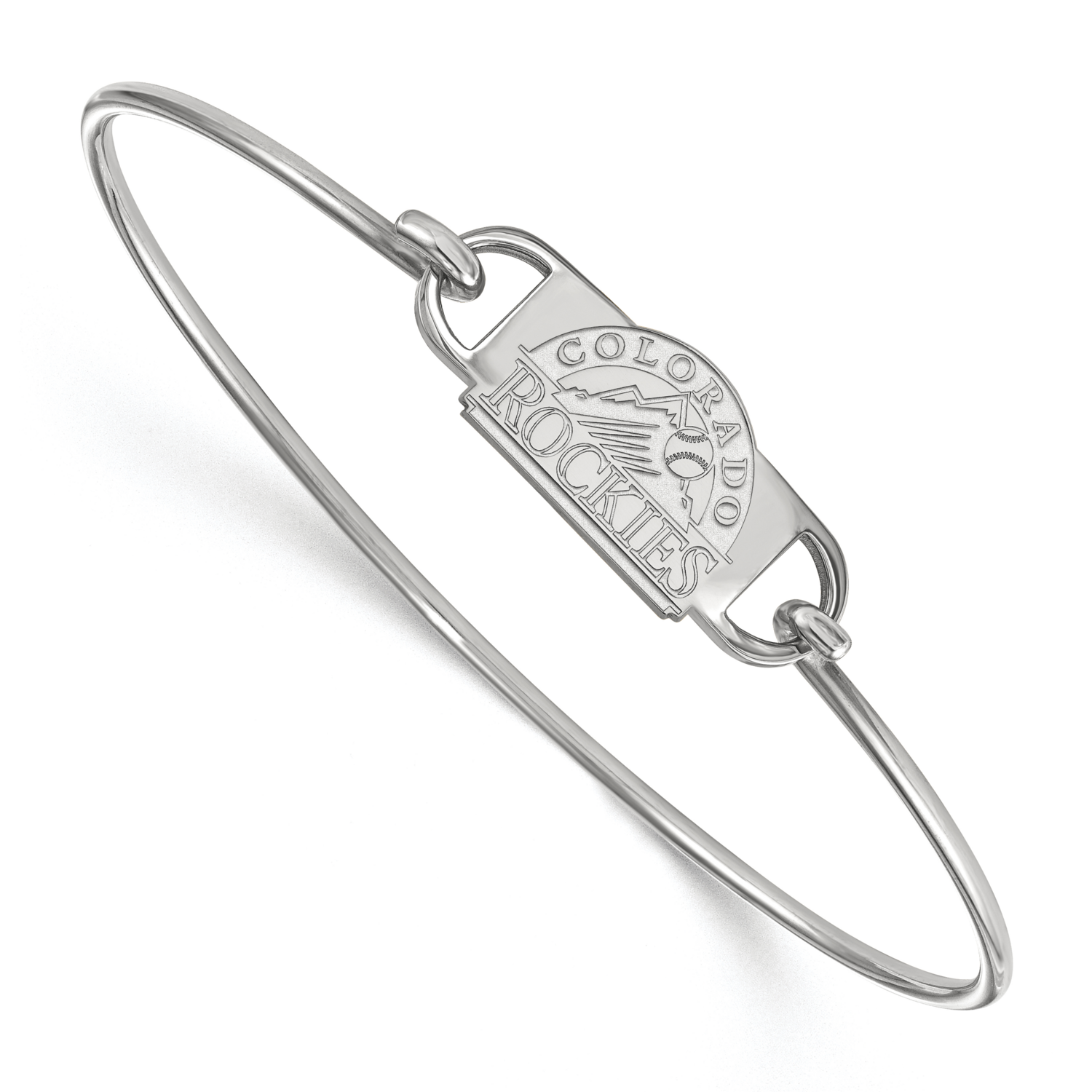 Sterling Silver MLB Colorado Rockies Black Leather Bracelet Silver Sterling SS033ROK-7, MPN: SS033R…
