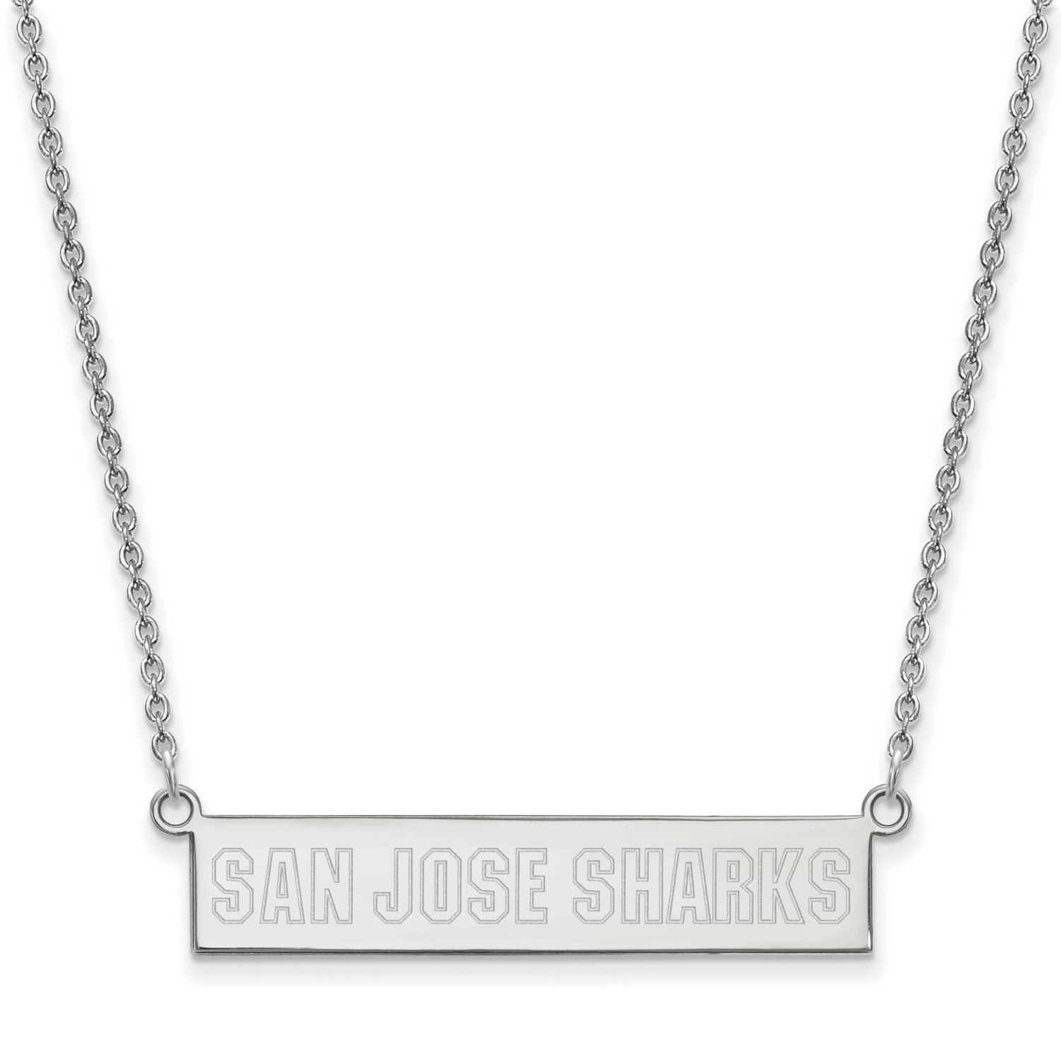 San Jose Sharks Small Bar Necklace Sterling Silver Rhodium-plated SS033SHA-18, MPN: SS033SHA-18, 19…