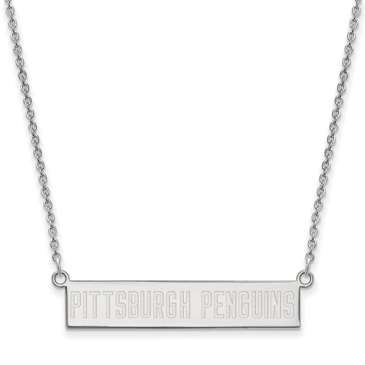 Pittsburh Penguins Small Bar Necklace Sterling Silver Rhodium-plated SS039PEN-18