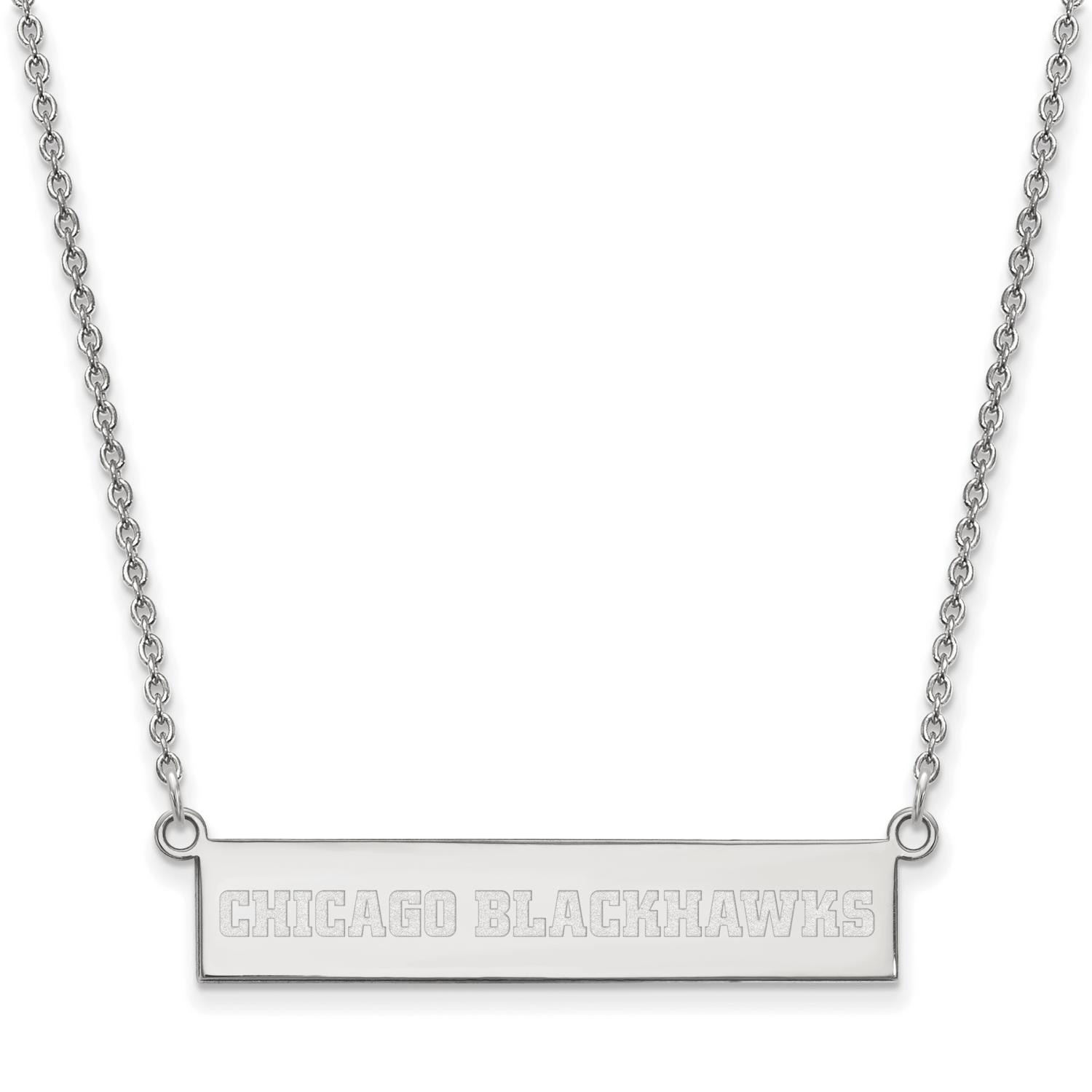 Chicago Blackhawks Small Bar Necklace Sterling Silver Rhodium-plated SS043BLA-18