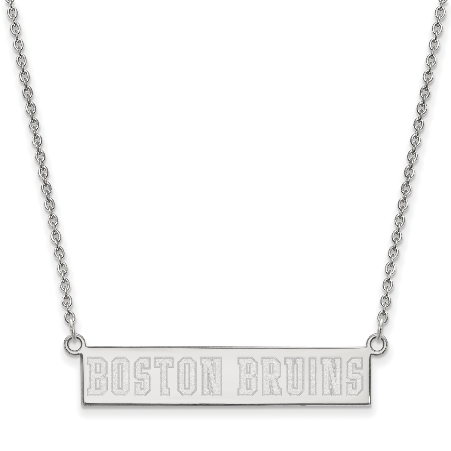 Boston Bruins Small Bar Necklace Sterling Silver Rhodium-plated SS046BRI-18