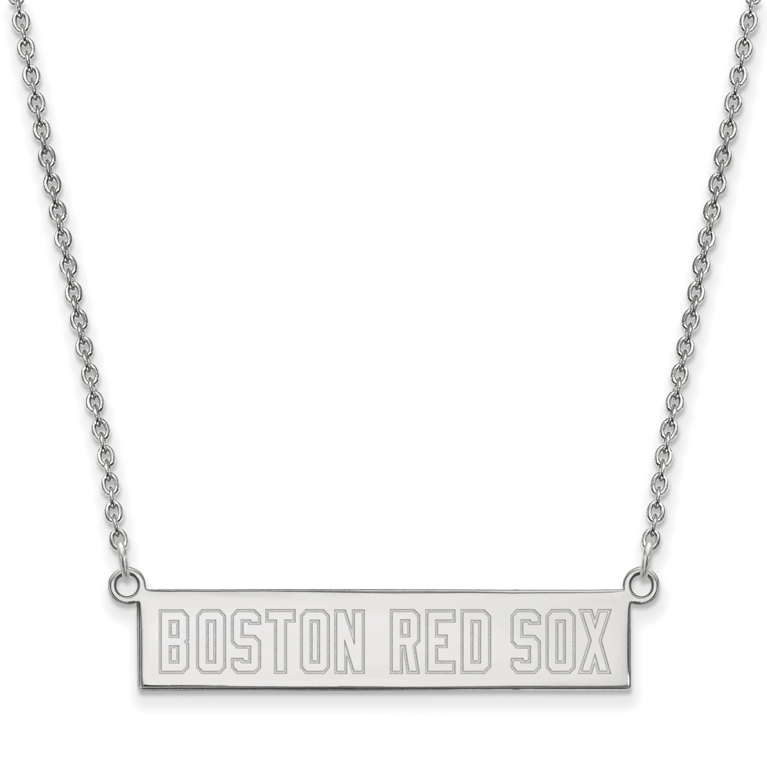 MLB Boston Red Sox Small Bar Necklac Sterling Silver Rhodium-plated SS061RSO-18