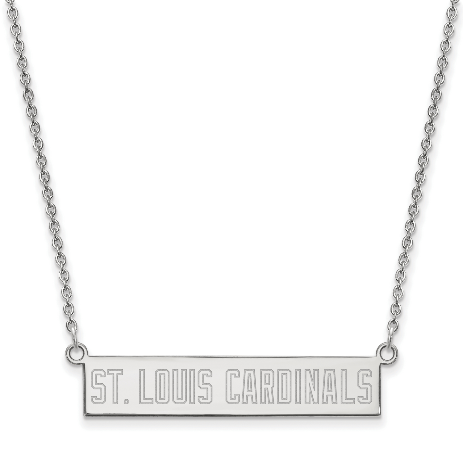 MLB St. Louis Cardinals Small Bar Necklace Sterling Silver Rhodium-plated SS062CRD-18