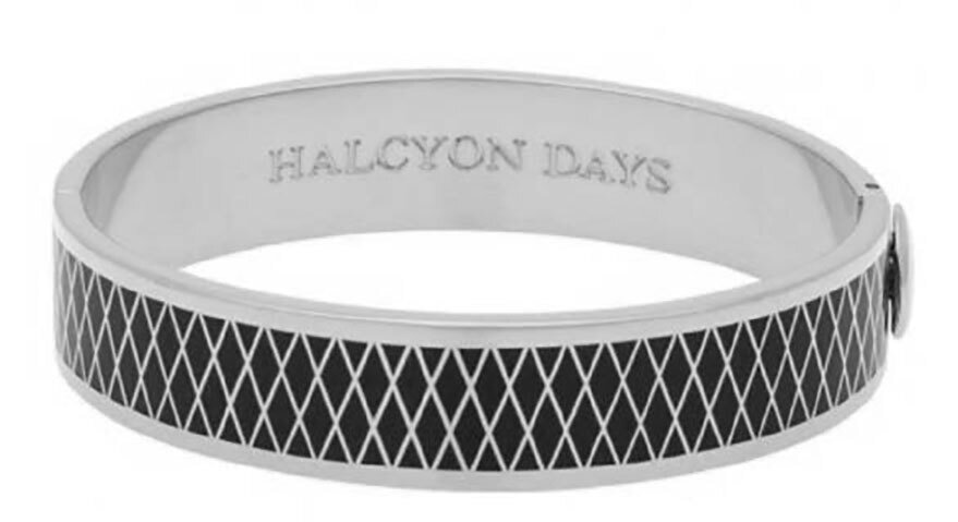 Halcyon Days 13mm Parterre Black Palladium Hinged Bangle Bracelet HBPAR0213P