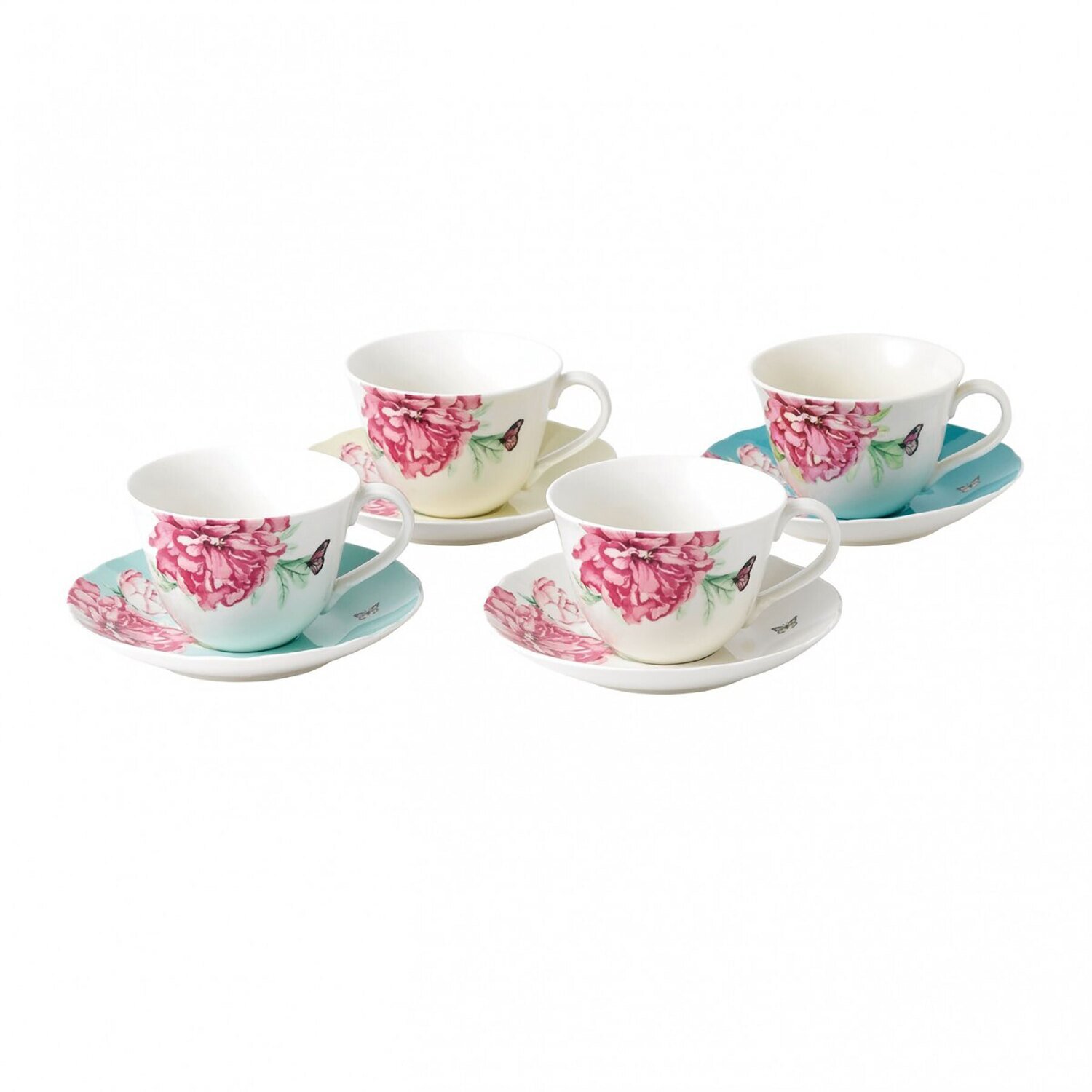 Royal Albert Everyday Friendship Teacup & Saucer Set of 4 Mixed Colors