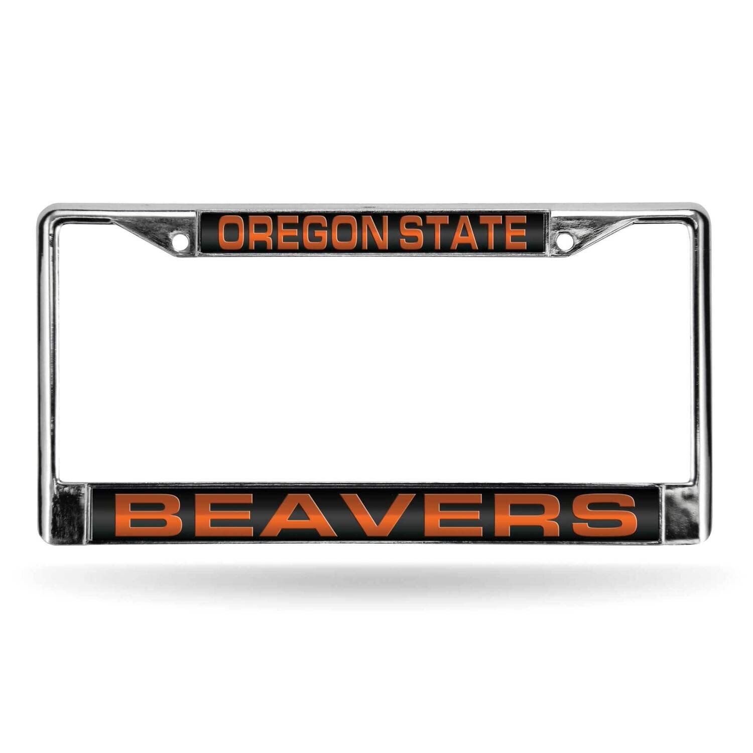 Collegiate Oregon State Laser Chrome Car License Plate Frame Black Insert GC6979