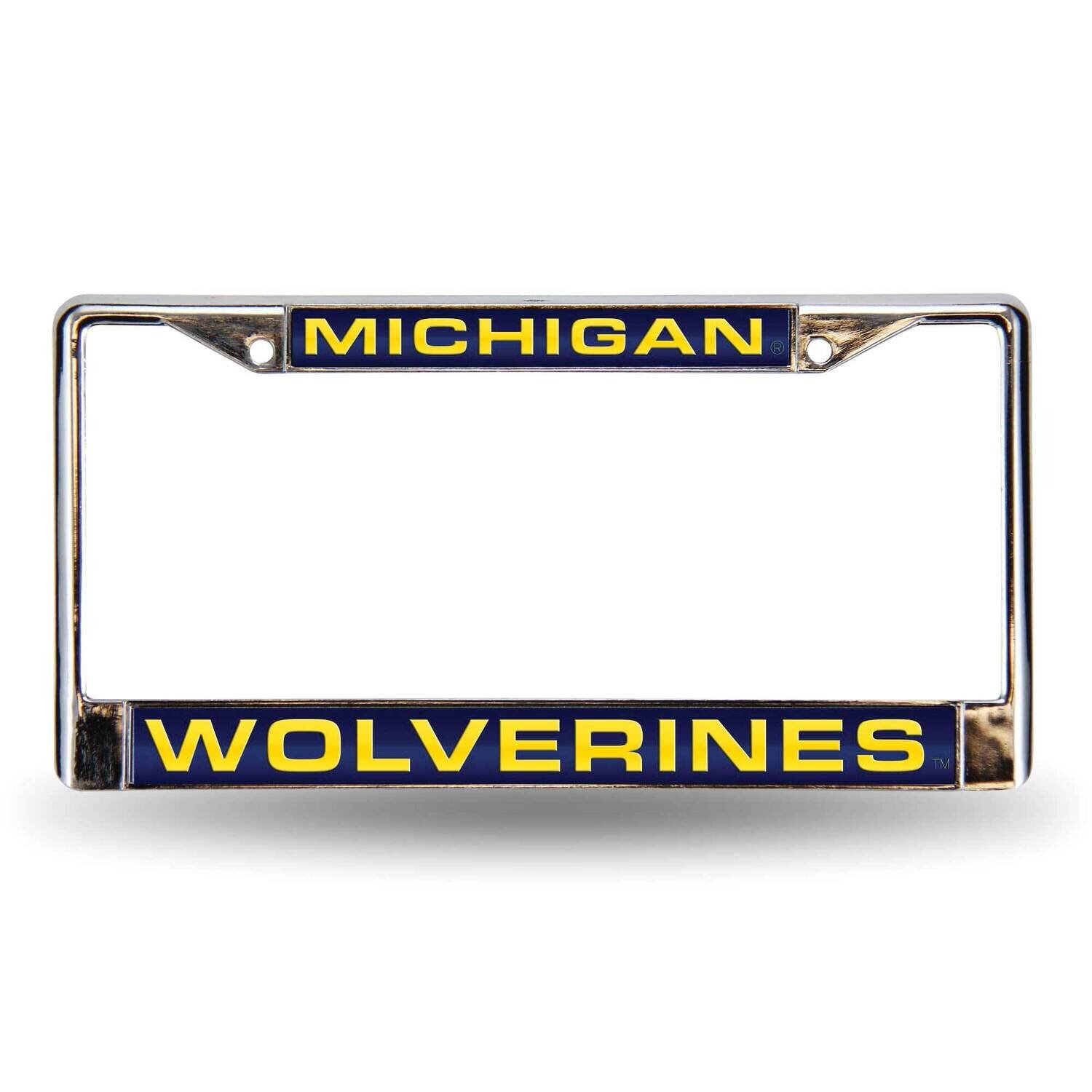 Collegiate U of Michigan Blue Laser Chrome Car License Plate Frame GC6994