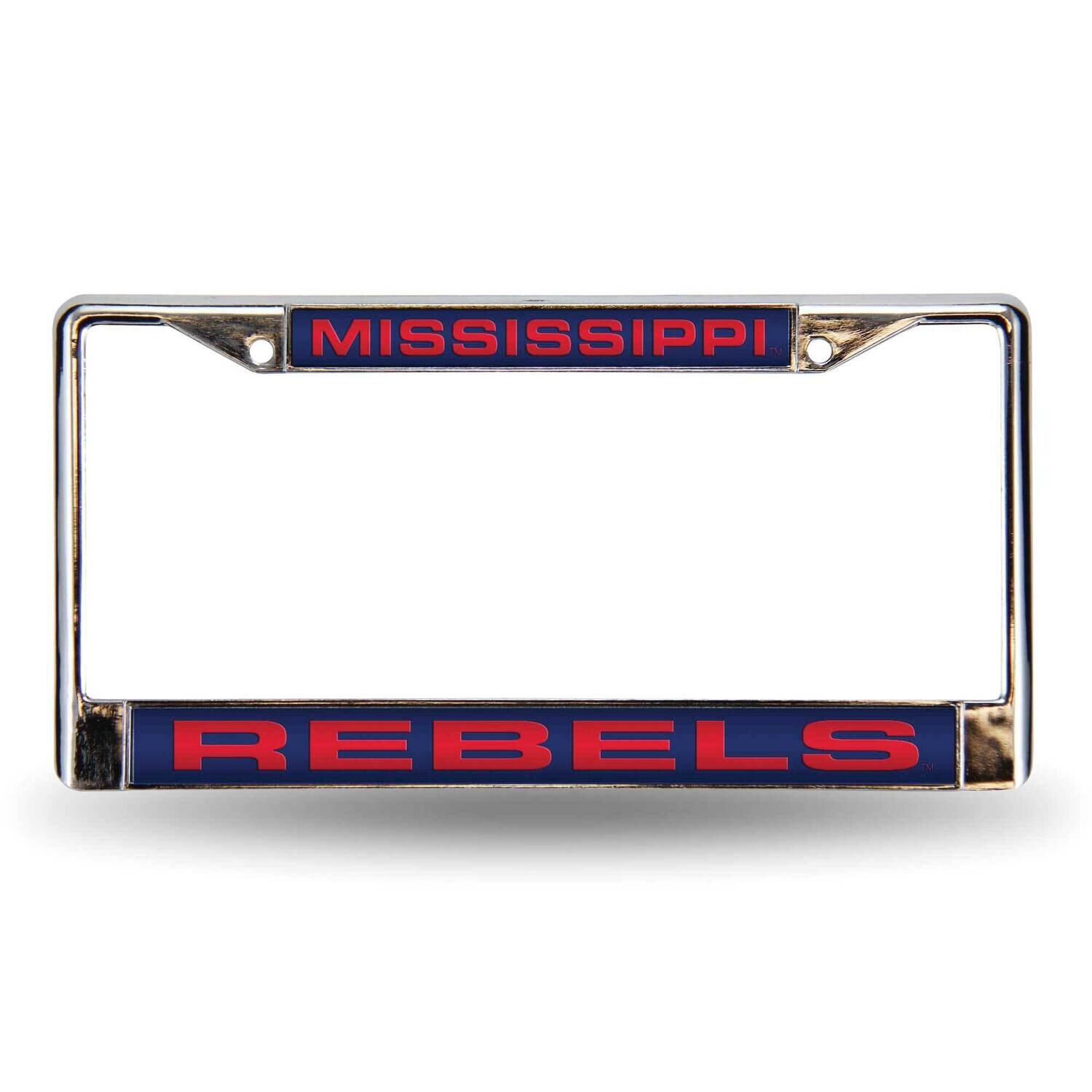 Collegiate U of Mississippi Blue Laser Chrome Car License Plate Frame GC6995