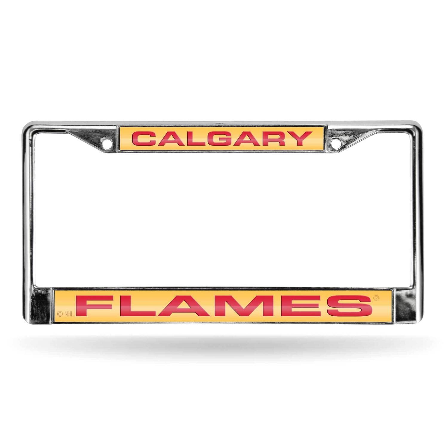 NHL Calgary Flames Laser Chrome Car License Plate Frame-Yellow with Red GC7105, MPN: GC7105, 767345…