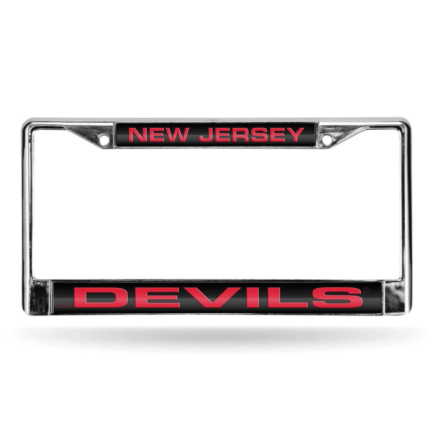 NHL New Jersey Devils Laser Chrome Car License Plate Frame-Black with Red GC7118