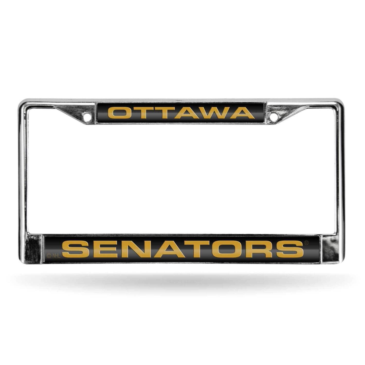 NHL Ottawa Senators Laser Chrome Car License Plate Frame-Black with Gold GC7121, MPN: GC7121, 76734…