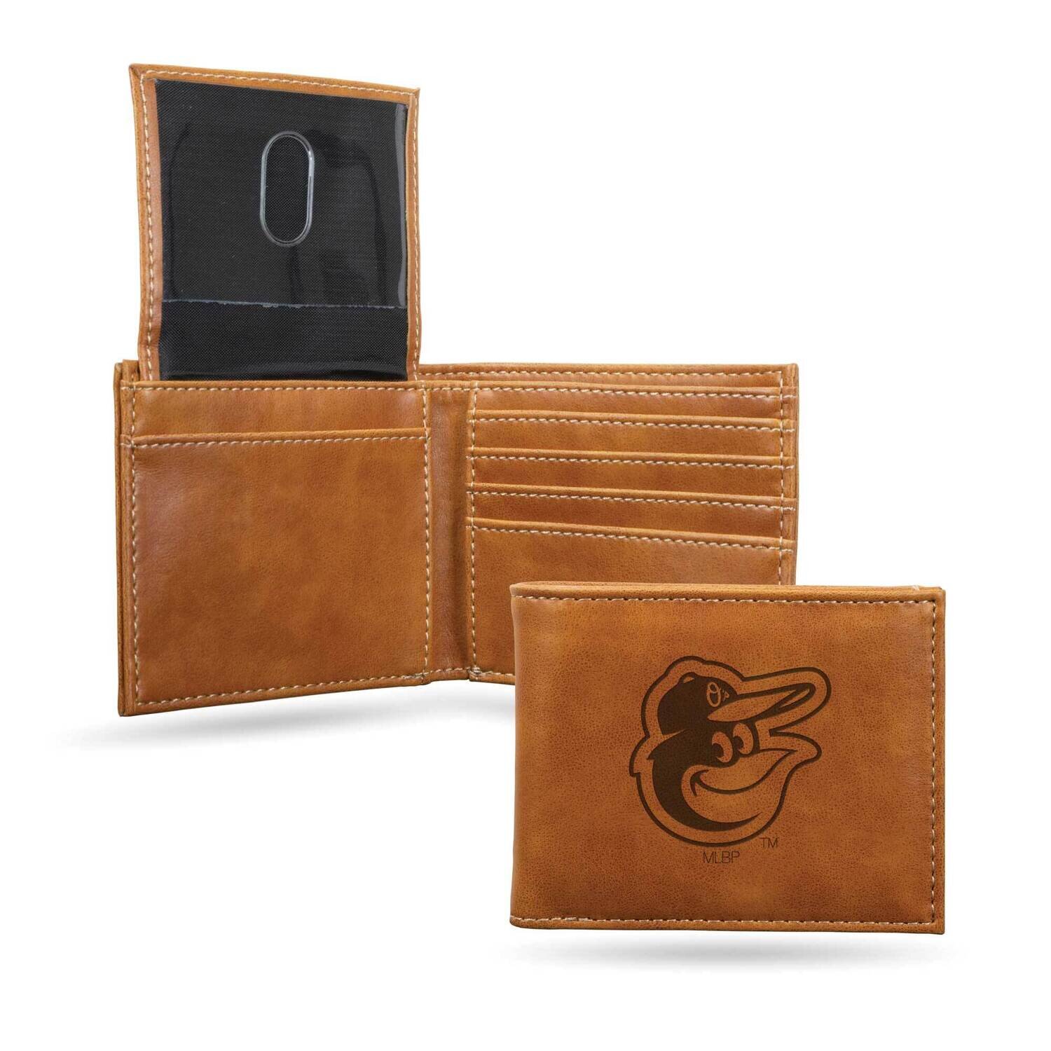 MLB Baltimore Orioles Brown Faux Leather Bi-fold Wallet GC7137