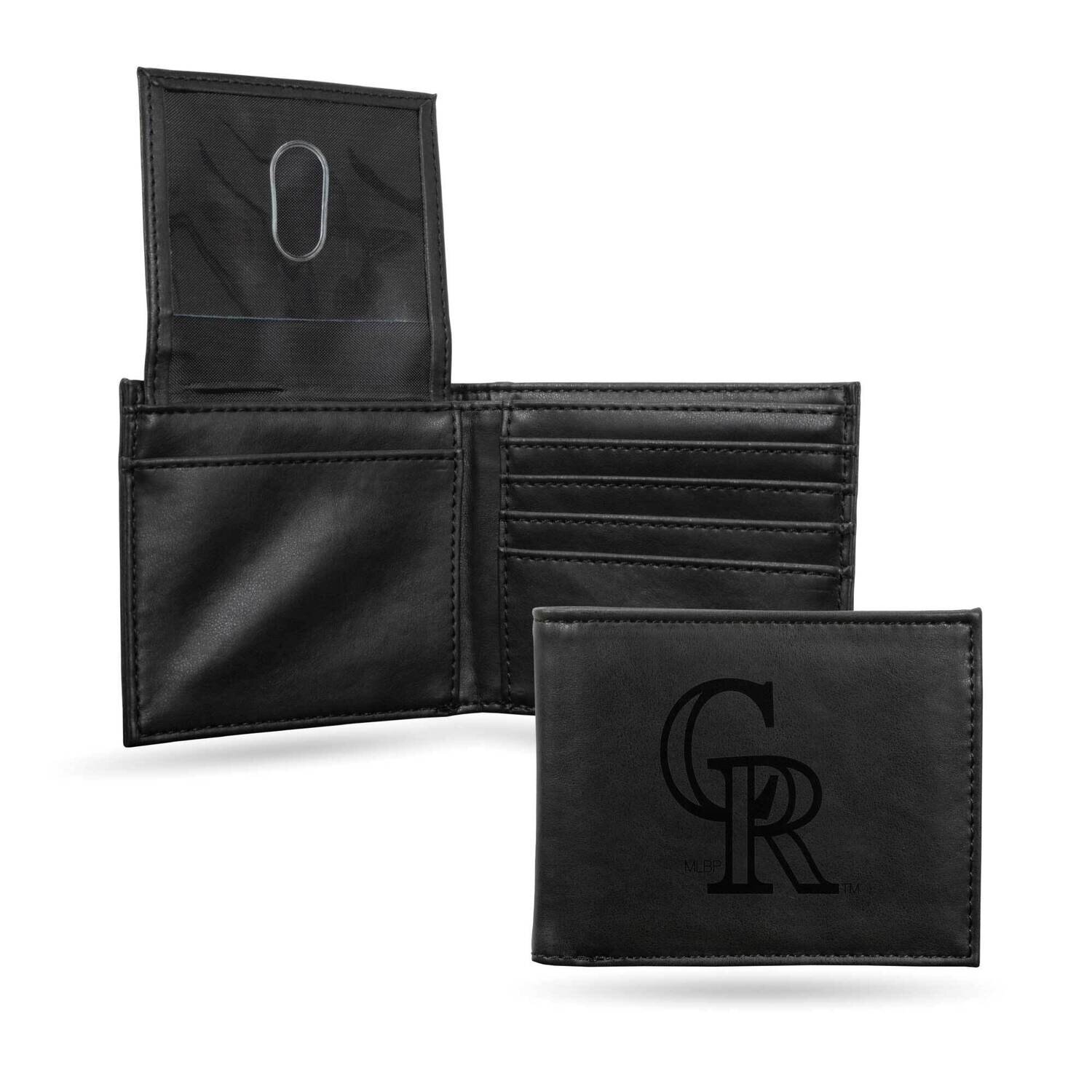 MLB Colorado Rockies Black Faux Leather Bi-fold Wallet GC7148