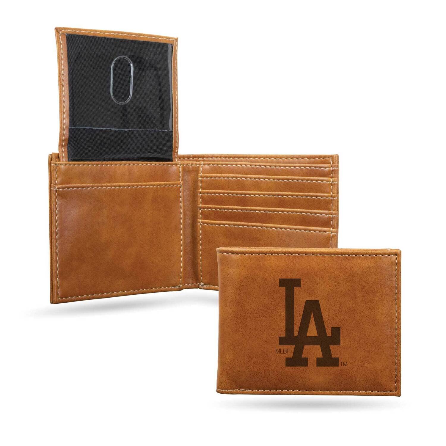 MLB LA Dodgers Brown Faux Leather Bi-fold Wallet GC7159