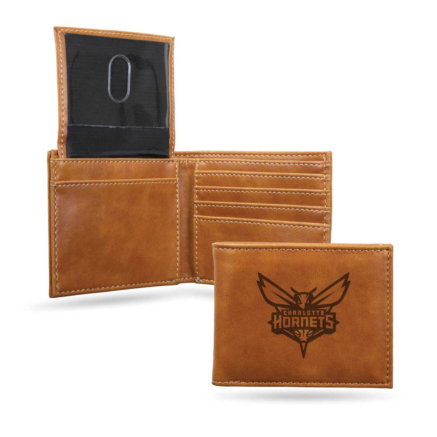 NBA Charlotte Hornets Brown Faux Leather Bi-fold Wallet GC7199, MPN: GC7199, 767345879592