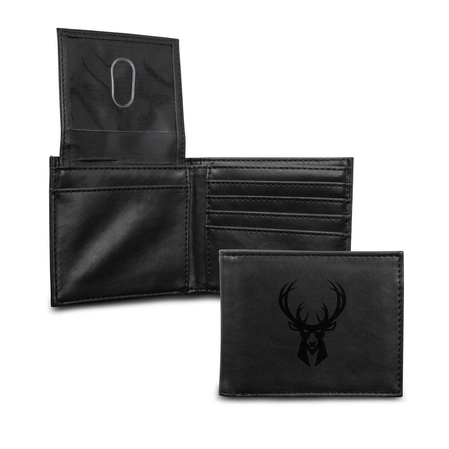 NBA Milwaukee Bucks Black Faux Leather Bi-fold Wallet GC7224