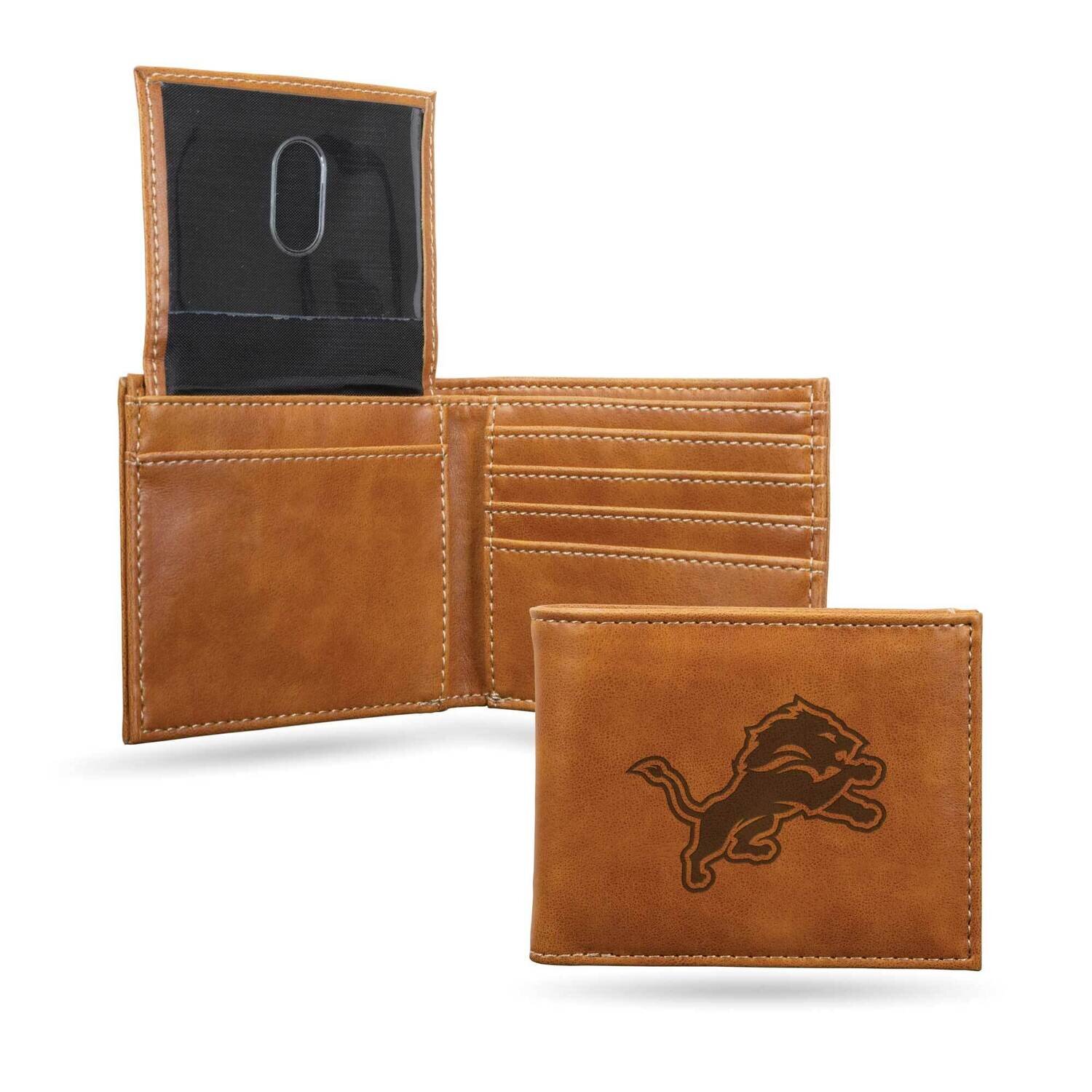 NFL Detroit Lions Brown Faux Leather Bi-fold Wallet GC7273, MPN: GC7273, 767345880383