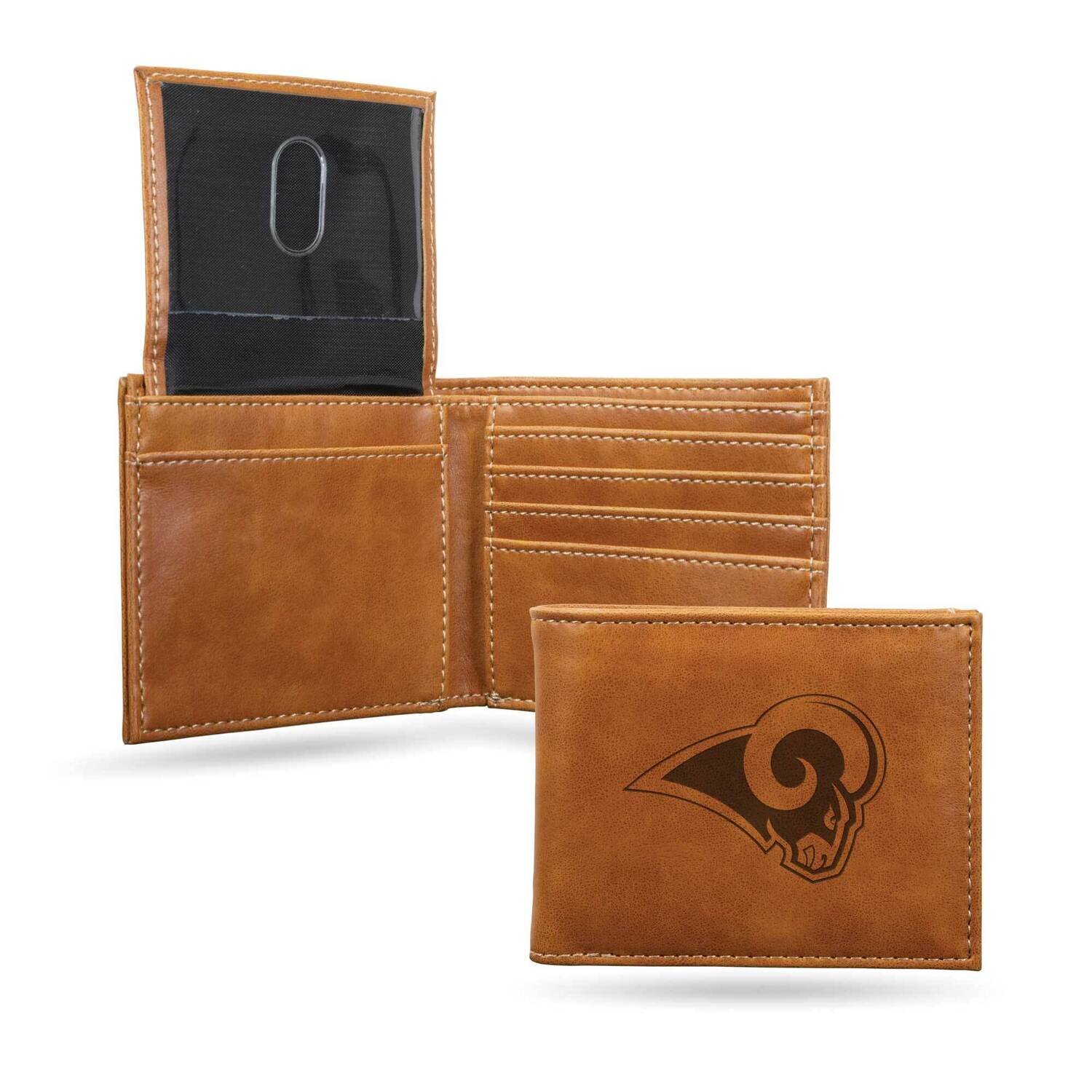 NFL LA Rams Brown Faux Leather Bi-fold Wallet GC7287 - HomeBello