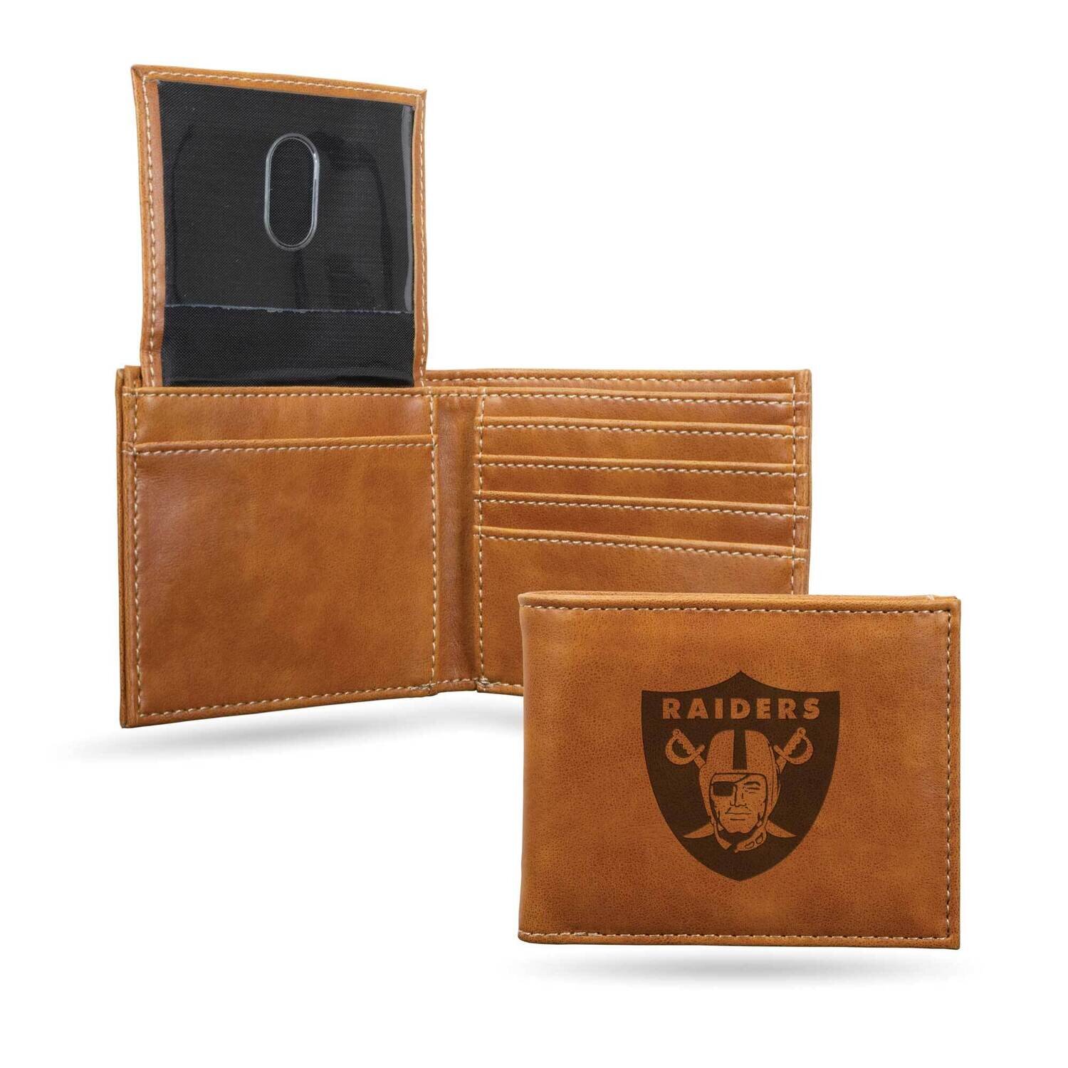 NFL Oakland Raiders Brown Faux Leather Bi-fold Wallet GC7301