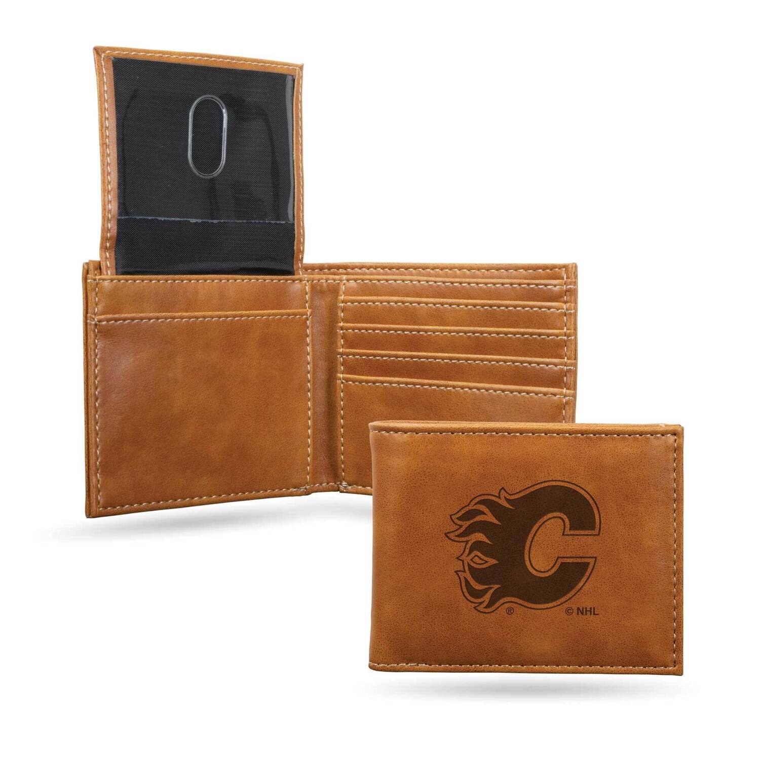 NHL Calgary Flames Brown Faux Leather Bi-fold Wallet GC7325, MPN: GC7325, 767345880925
