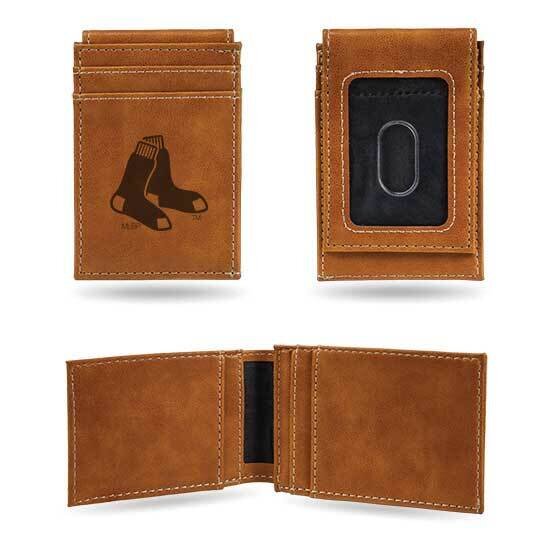 MLB Boston Red Sox Brown Faux Leather Front Pocket Wallet GC7385