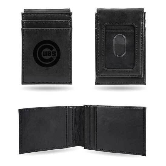 MLB Chicago Cubs Black Faux Leather Front Pocket Wallet GC7386