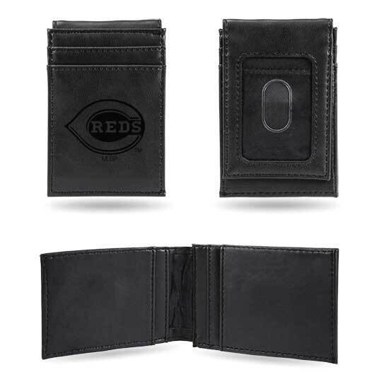 MLB Cincinnati Reds Black Faux Leather Front Pocket Wallet GC7390