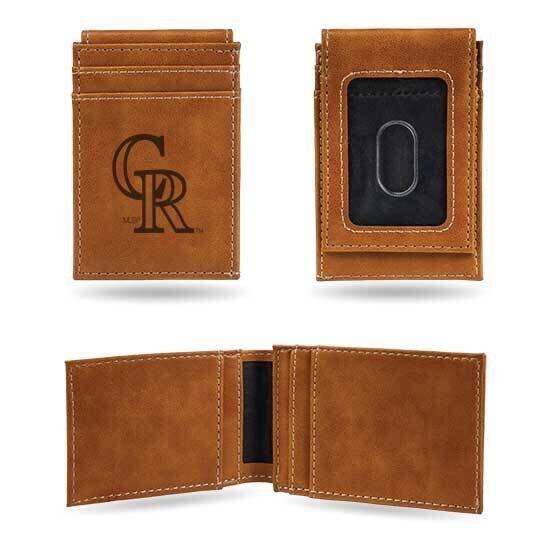 MLB Colorado Rockies Brown Faux Leather Front Pocket Wallet GC7395