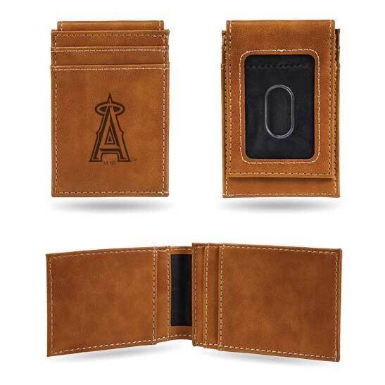 MLB LA Angels Brown Faux Leather Front Pocket Wallet GC7403